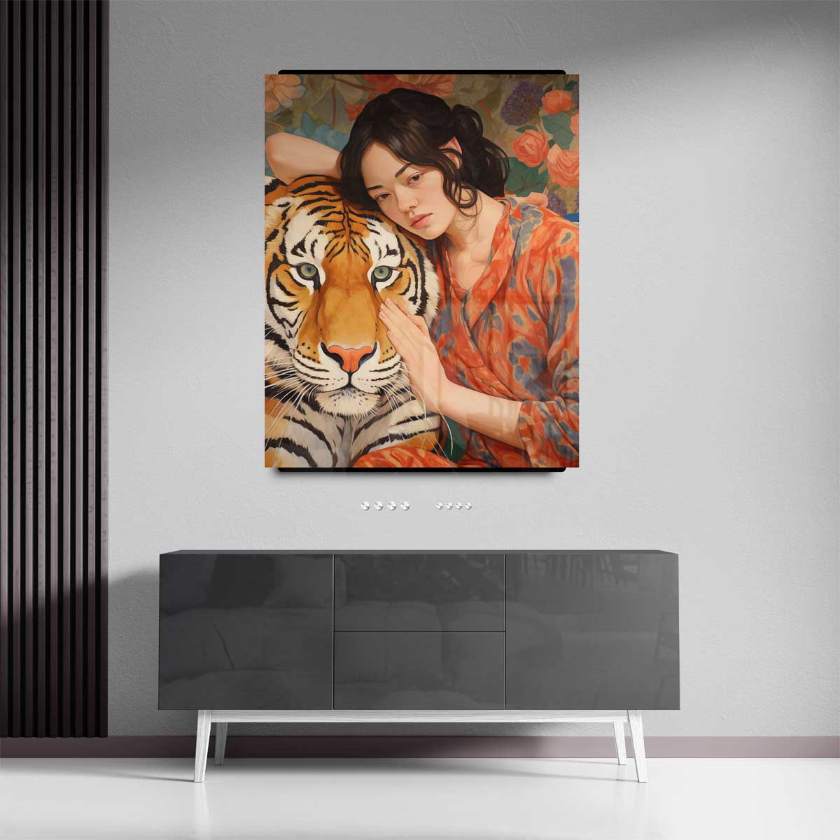 Betoverende Band tussen Mens en Tijger Kunstwerk-canvas-dibond-plexiglas-wanddecoratie-WallArtistic