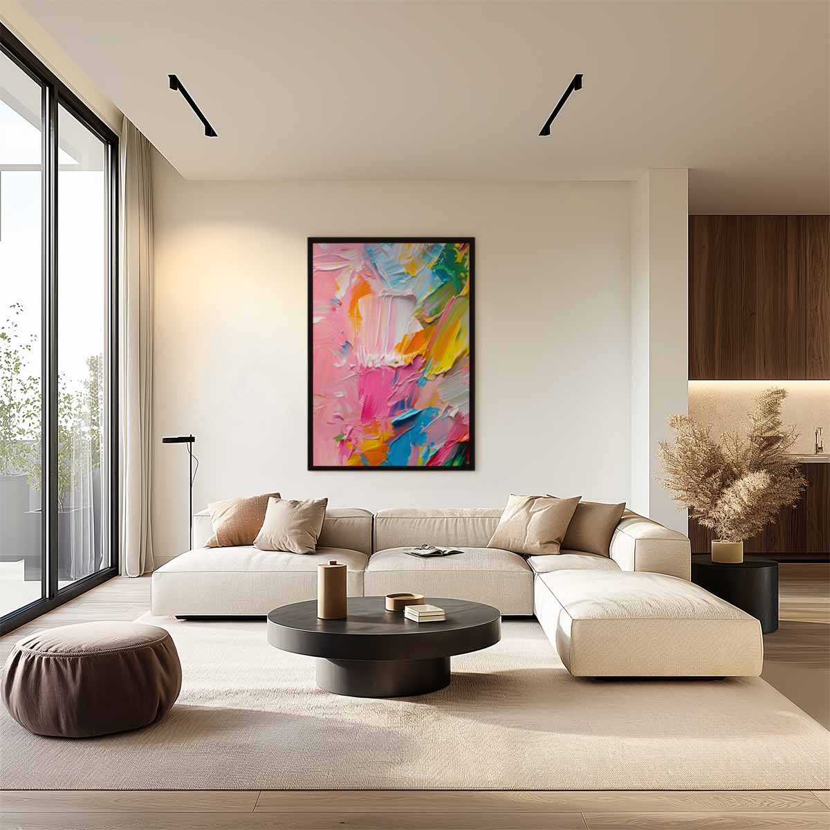 Kleurenexplosie Abstracte Schilderij Kunstwerk-canvas-dibond-plexiglas-wanddecoratie-WallArtistic