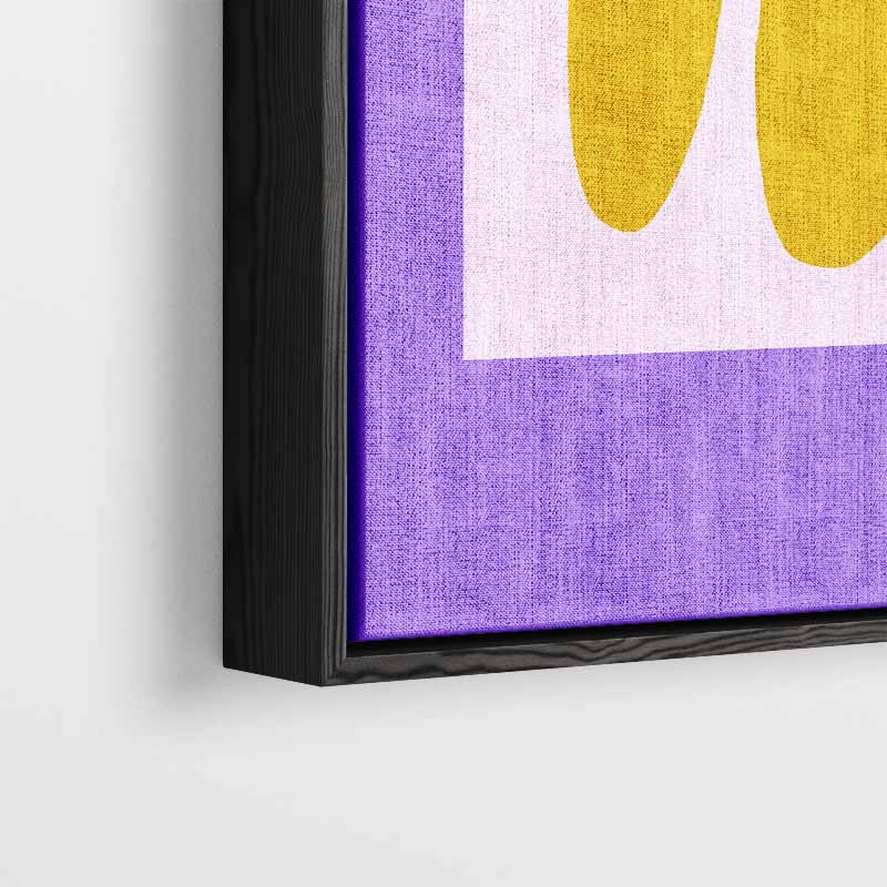 Abstracte Gele Golf op Paarse Achtergrond Kunstwerk-canvas-dibond-plexiglas-wanddecoratie-WallArtistic