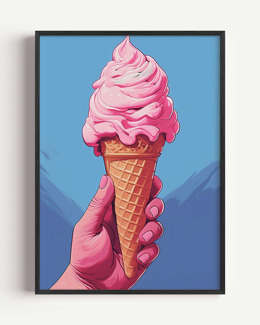 Zoete Roze IJscône Poster