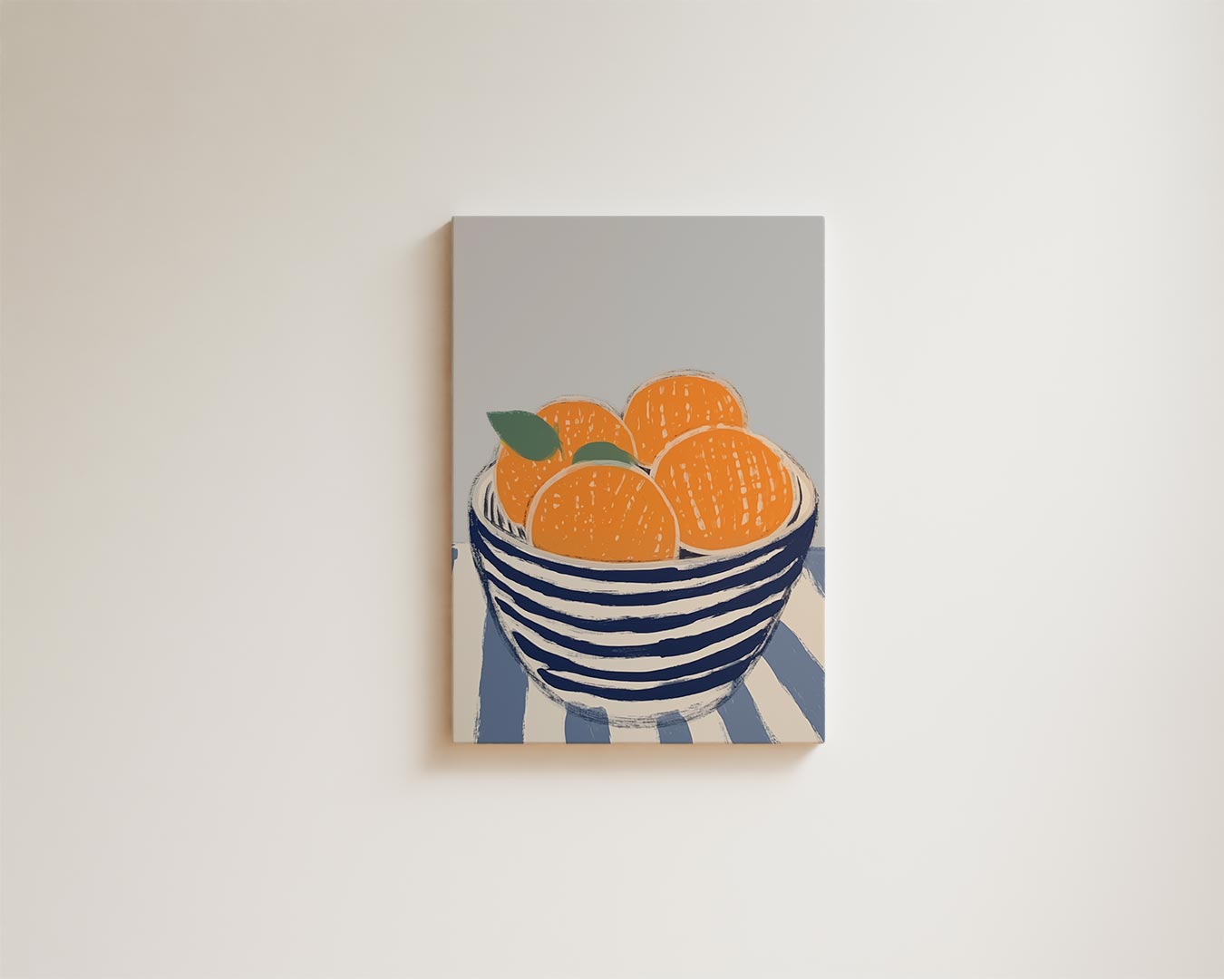 Zomerse Citrus in Streepjeskom Kunstwerk-canvas-dibond-plexiglas-wanddecoratie-WallArtistic