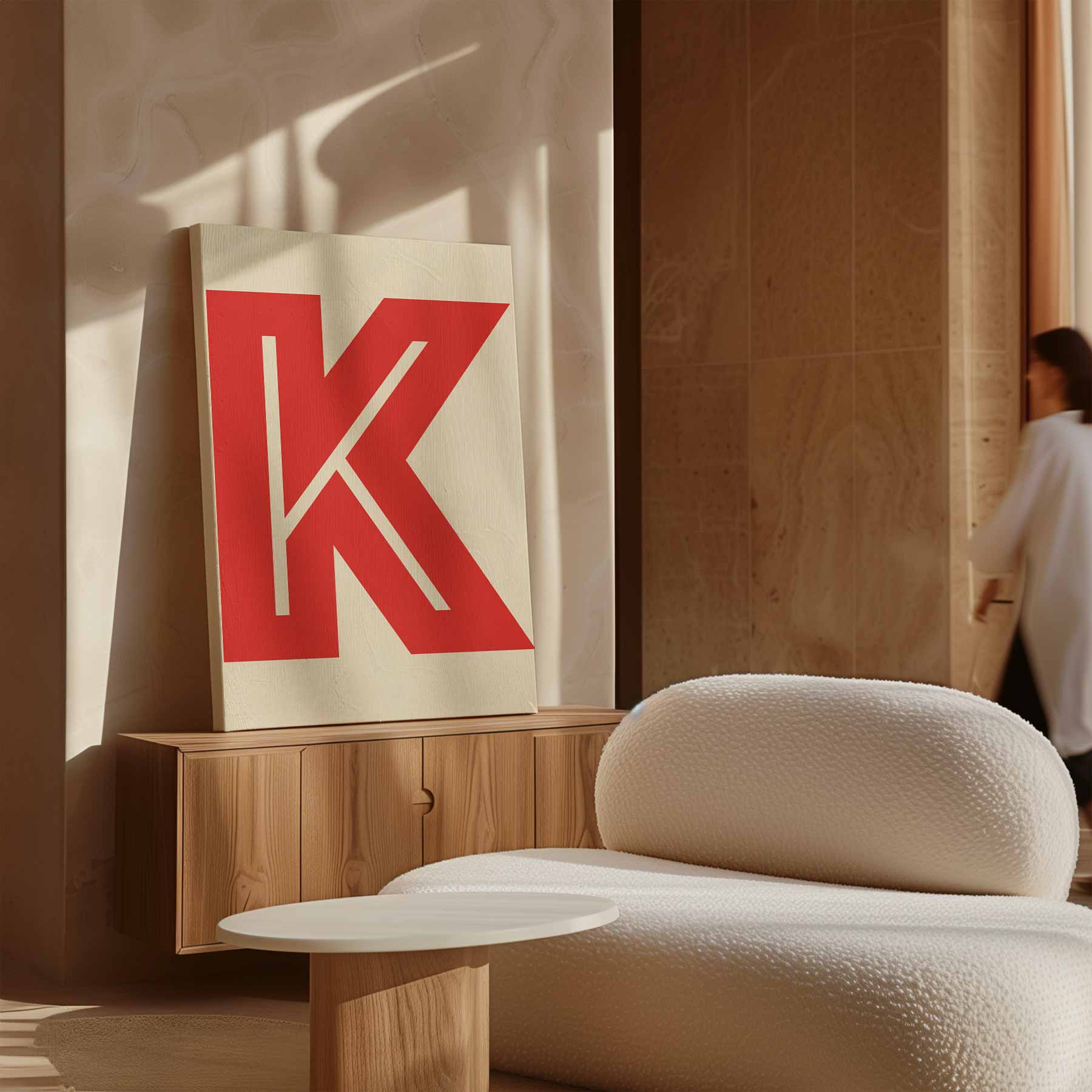 Abstract Rood K-monogram Kunstwerk-canvas-dibond-plexiglas-wanddecoratie-WallArtistic