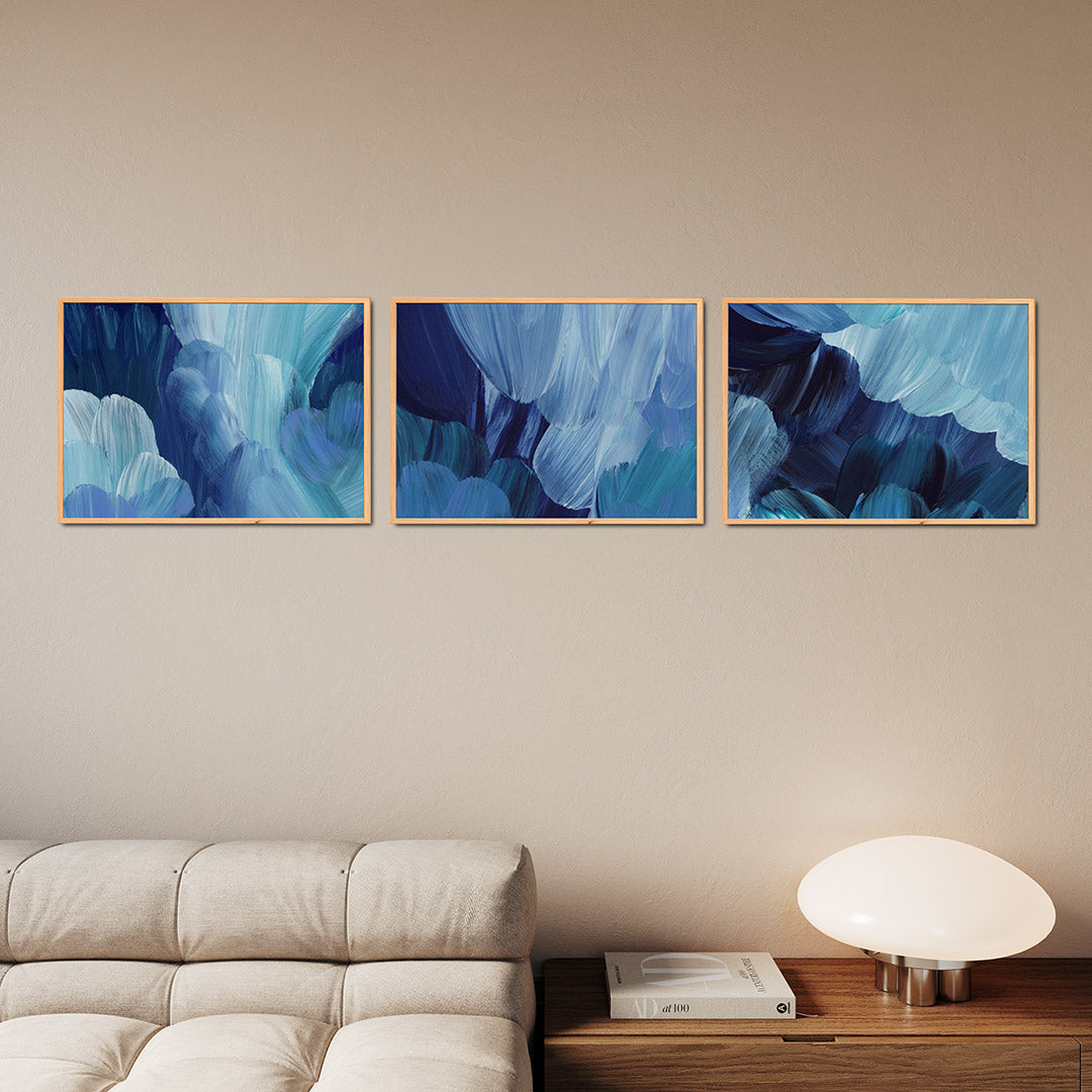 Blauwe borstelstreken Posterset