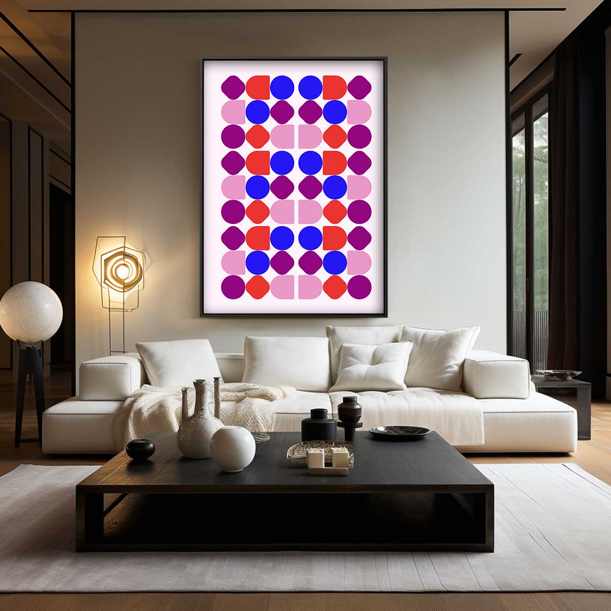 Kleurrijke Geometrische Compositie Kunstwerk-canvas-dibond-plexiglas-wanddecoratie-WallArtistic