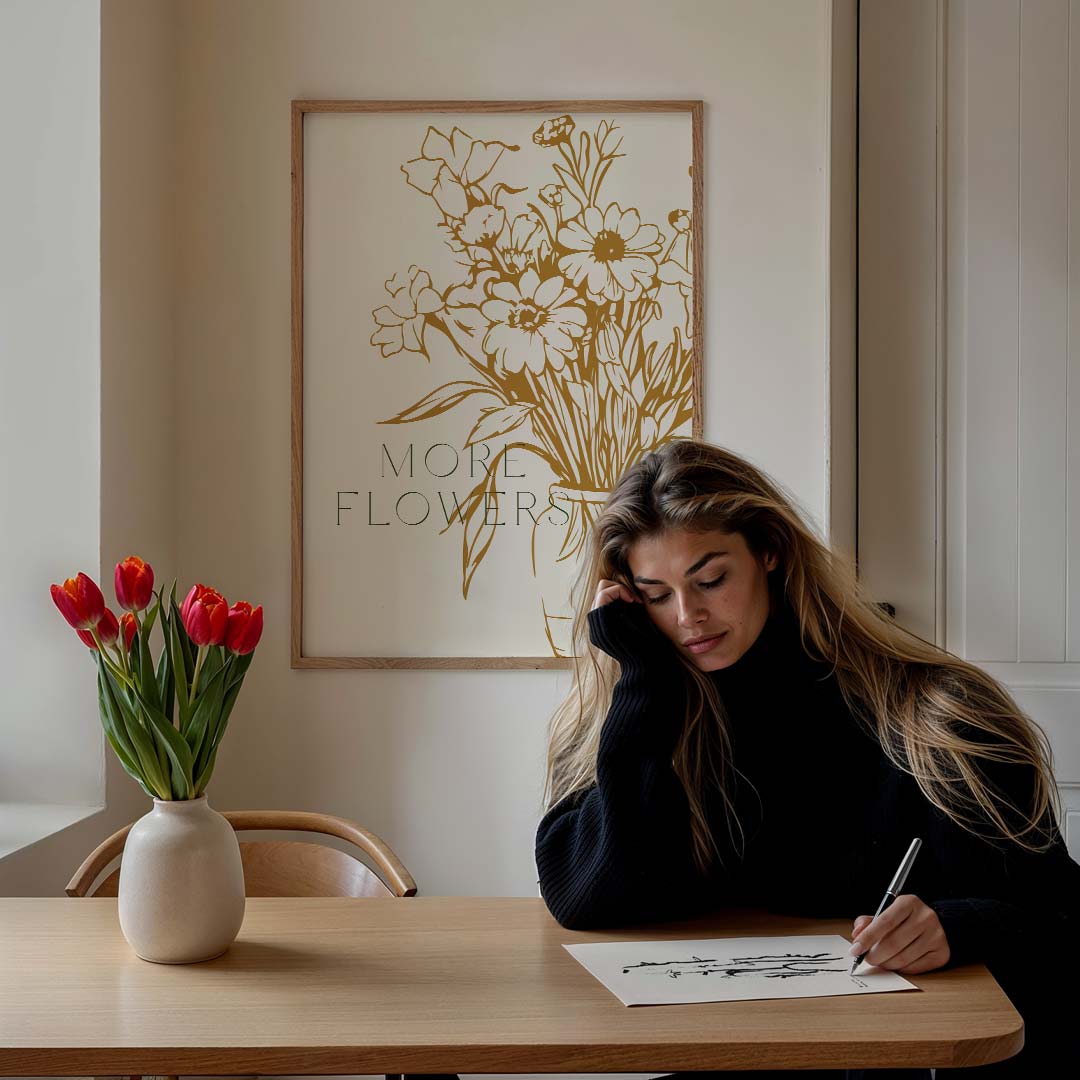 Bloemen Vaas Illustratie Poster-WallArtistic
