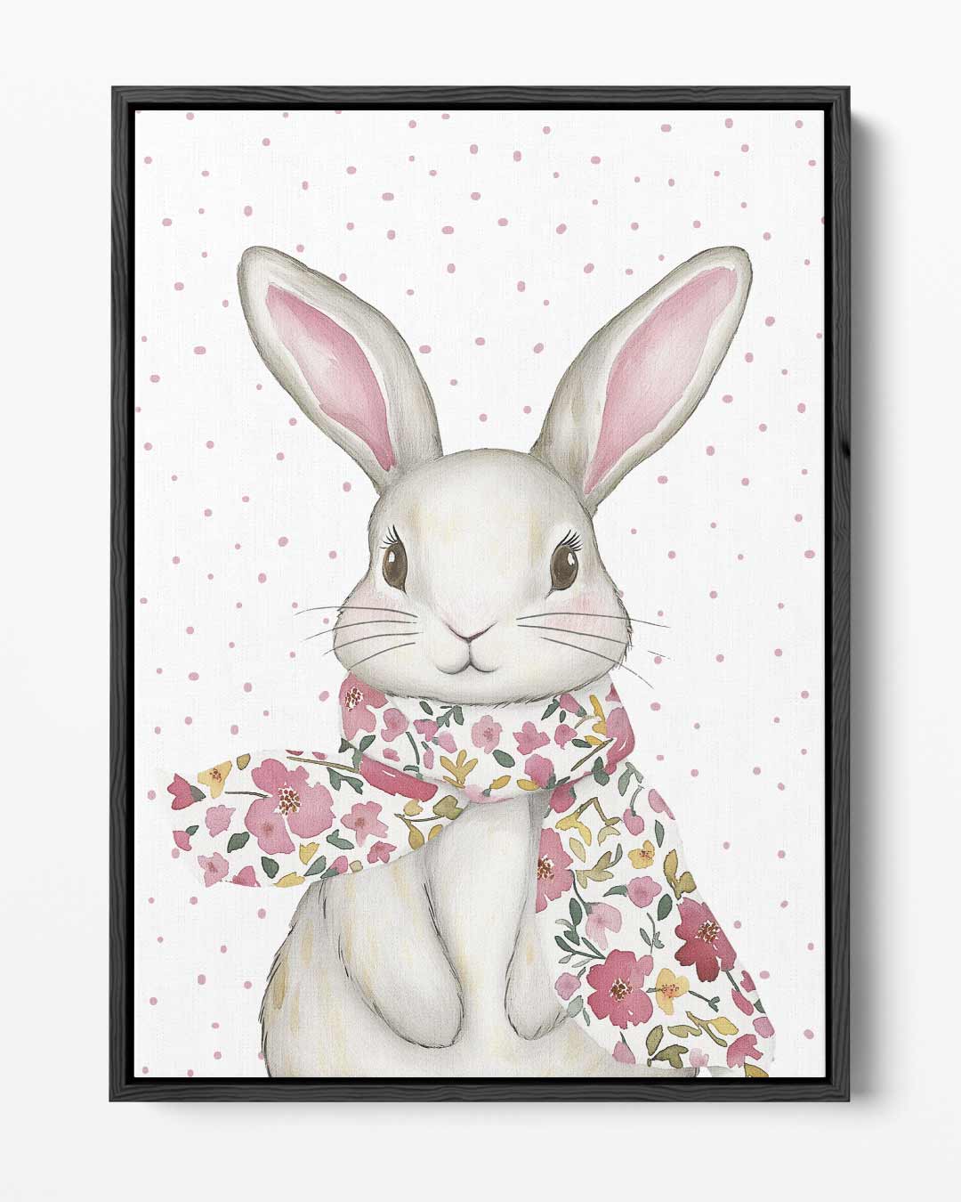 Schattige Bloemensjaal Konijn Kunstwerk-canvas-dibond-plexiglas-wanddecoratie-WallArtistic