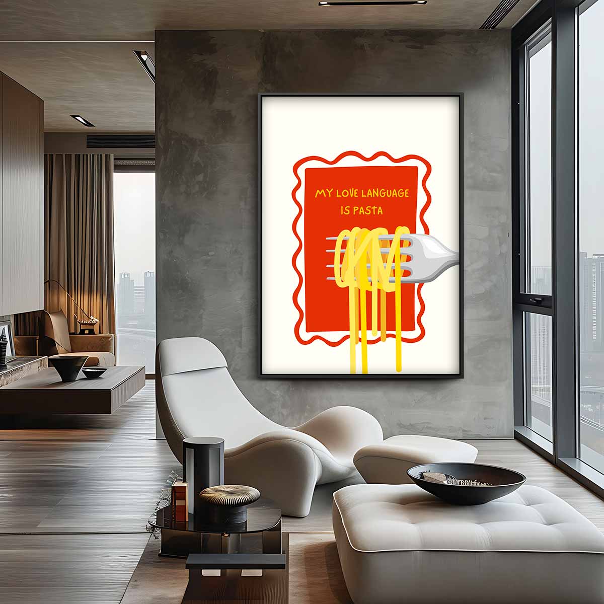 Pasta Liefde Teken Kunstwerk-canvas-dibond-plexiglas-wanddecoratie-WallArtistic