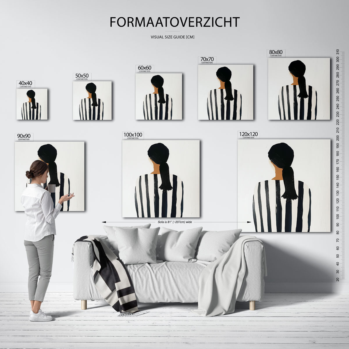 Vrouw met gestreepte trui Poster