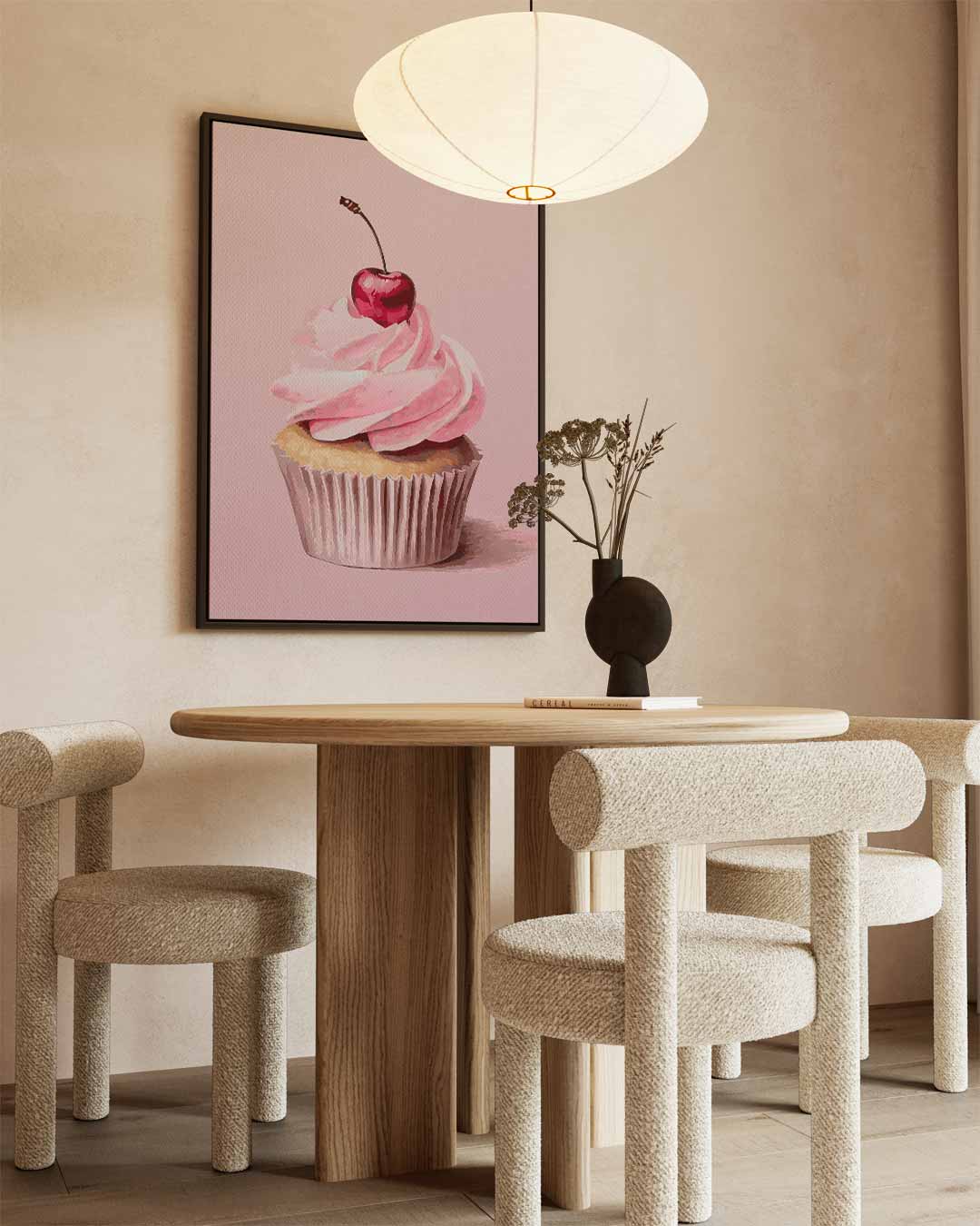 Cupcake Delight met Kers Kunstwerk-canvas-dibond-plexiglas-wanddecoratie-WallArtistic