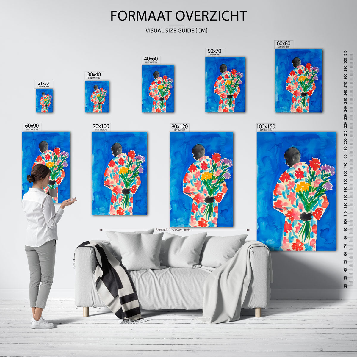 Figuur met bloemen Poster