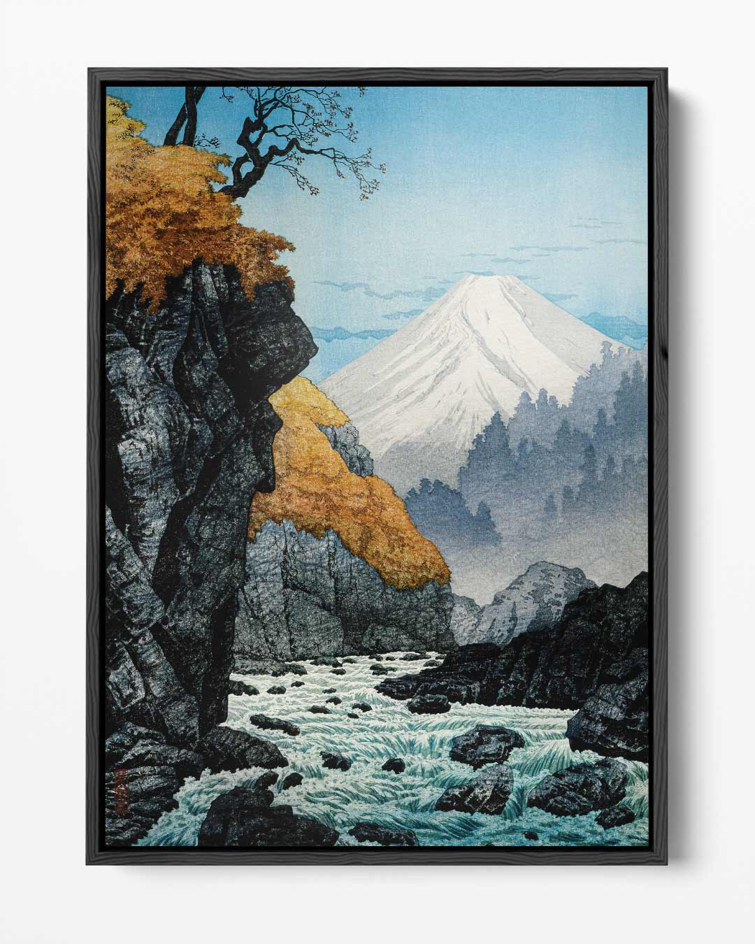 Berglandschap met Rivier Kunstwerk-canvas-dibond-plexiglas-wanddecoratie-WallArtistic