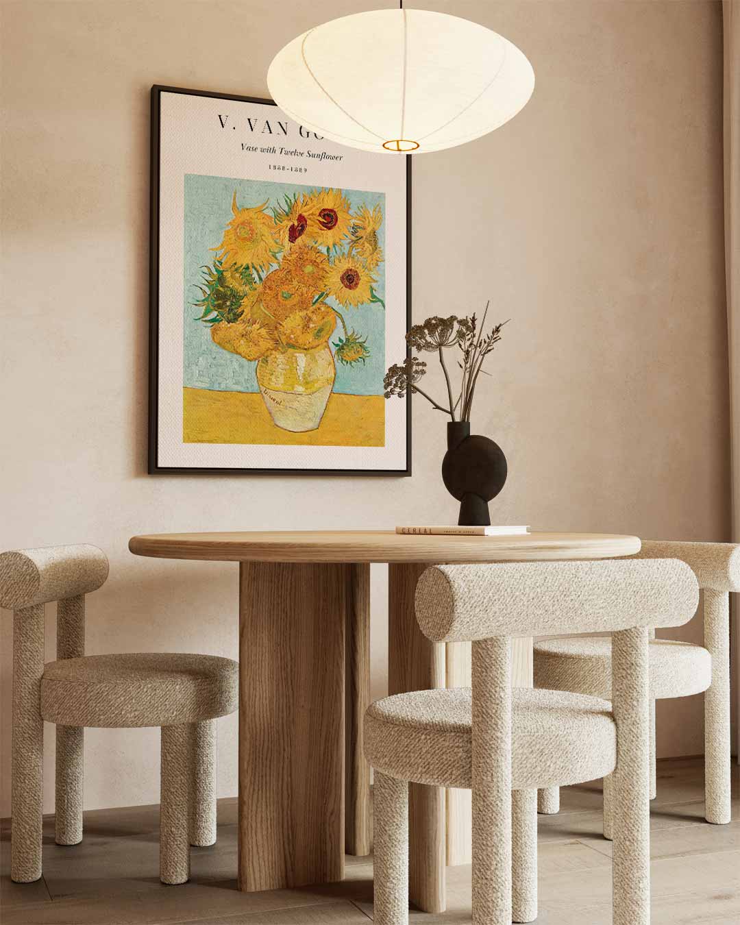 Zonnebloemen in Vaas Kunstwerk-canvas-dibond-plexiglas-wanddecoratie-WallArtistic