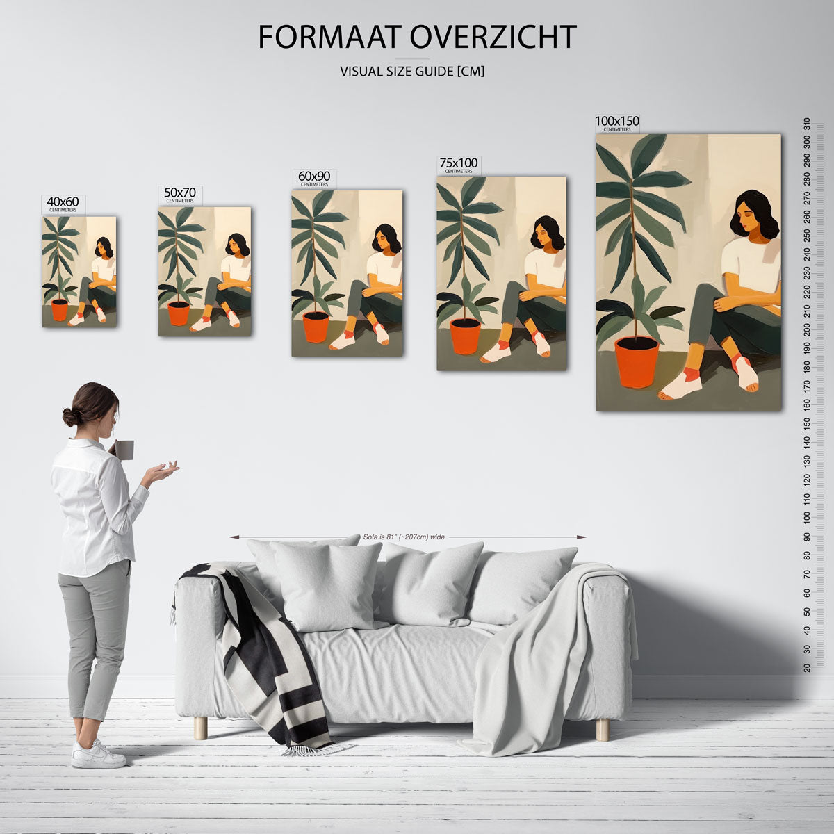 Vrouw met plant Kunstwerk