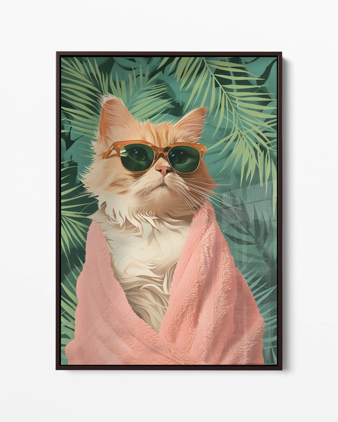 Trendy Kat met Zonnebril Kunstwerk-canvas-dibond-plexiglas-wanddecoratie-WallArtistic