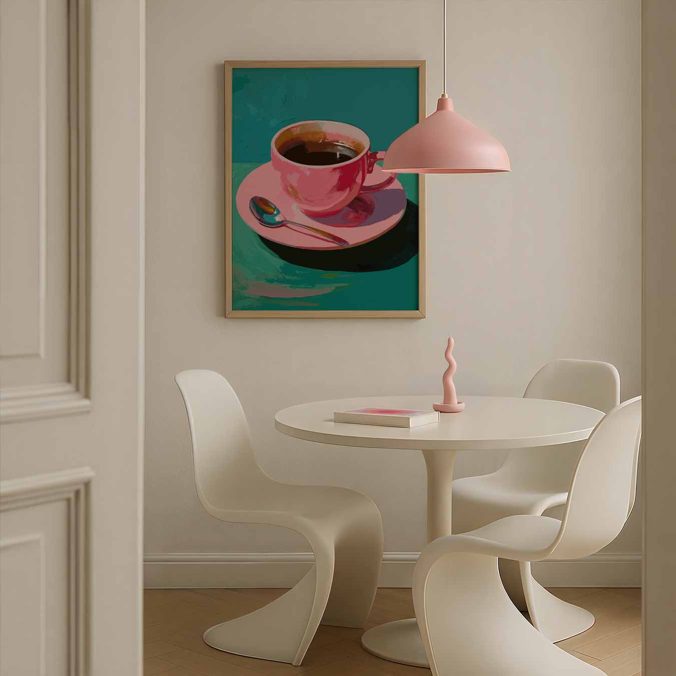 Roze Koffiekunst Poster