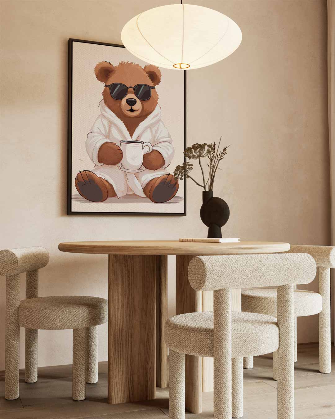 Relaxte Beer Met Koffie Kunstwerk-canvas-dibond-plexiglas-wanddecoratie-WallArtistic