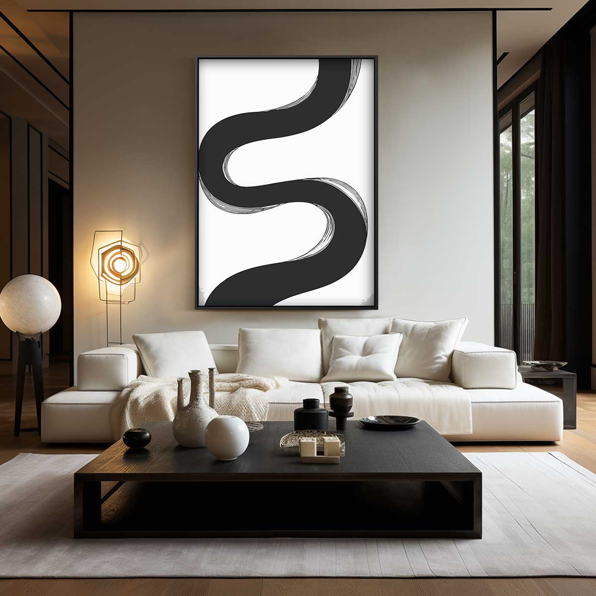 Zwarte Golf Beweging Kunstwerk-canvas-dibond-plexiglas-wanddecoratie-WallArtistic