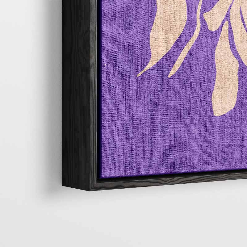 Bloemige Abstractie op Paarse Achtergrond Kunstwerk-canvas-dibond-plexiglas-wanddecoratie-WallArtistic