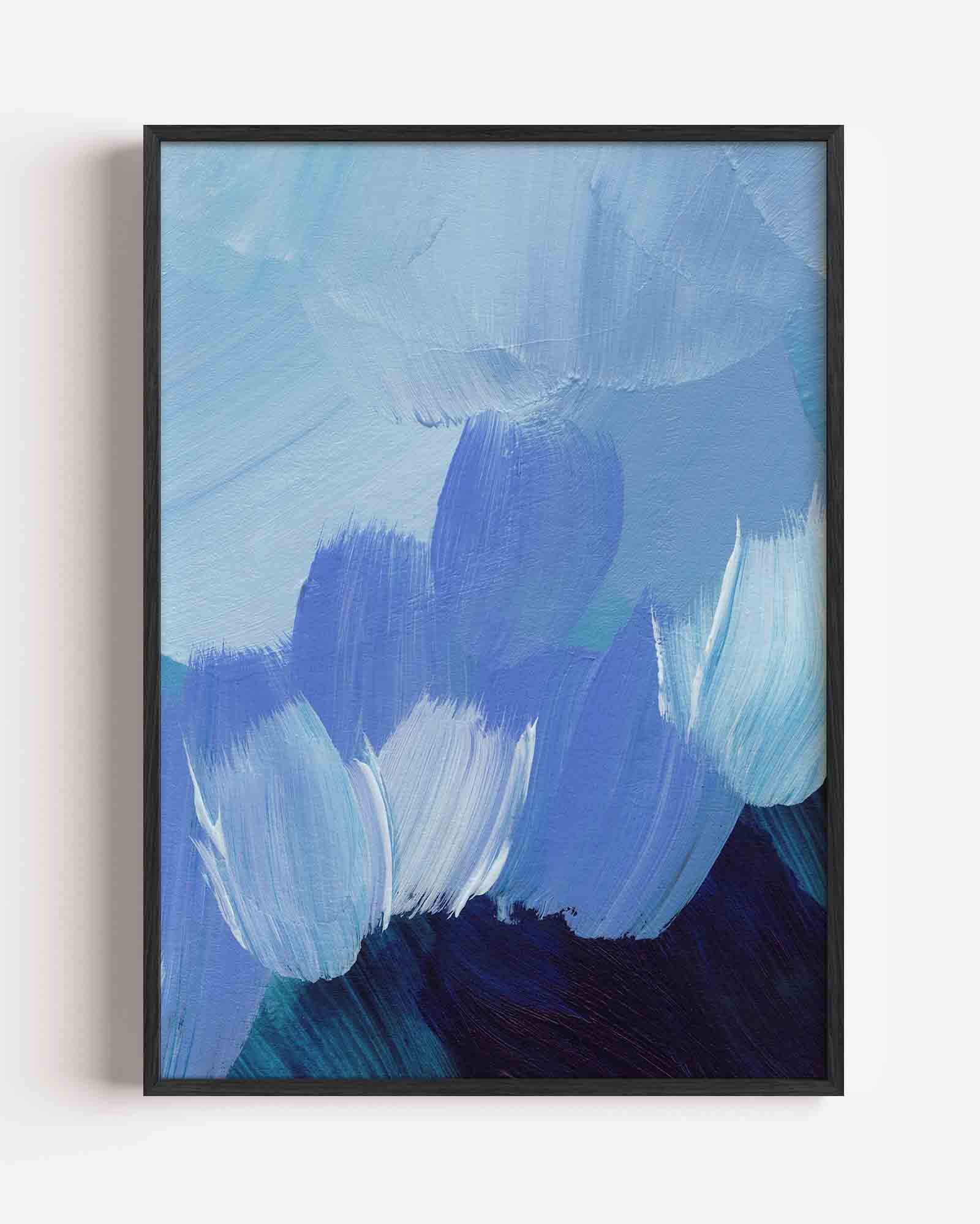 Blauwe penseelstreken Poster