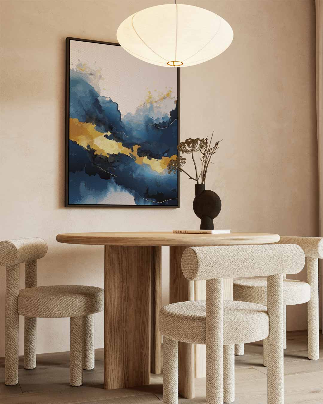 Blauw en Gouden Droomlandschap Kunstwerk-canvas-dibond-plexiglas-wanddecoratie-WallArtistic