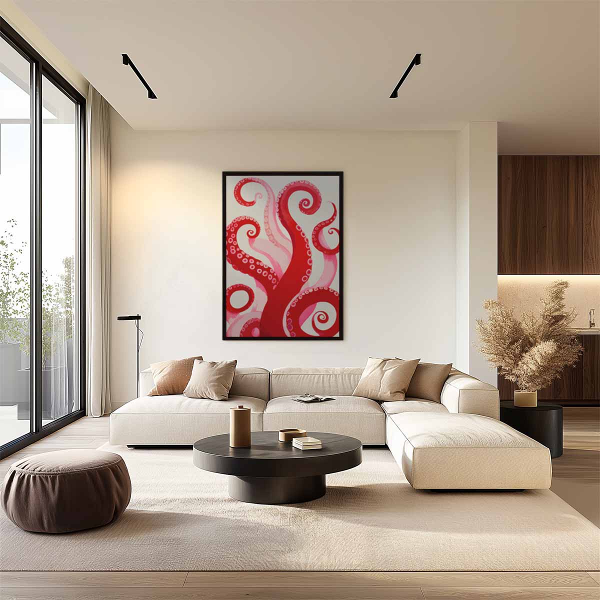 Vurige Tentakeldans Kunstwerk-canvas-dibond-plexiglas-wanddecoratie-WallArtistic