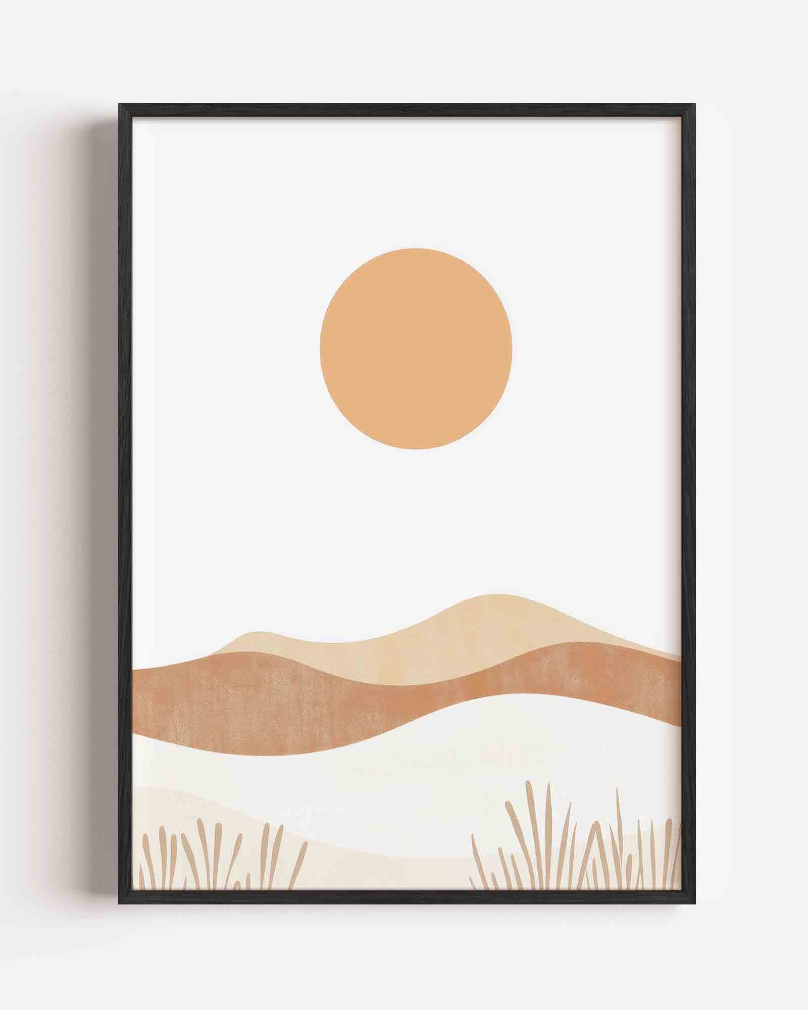Zon en heuvels Poster