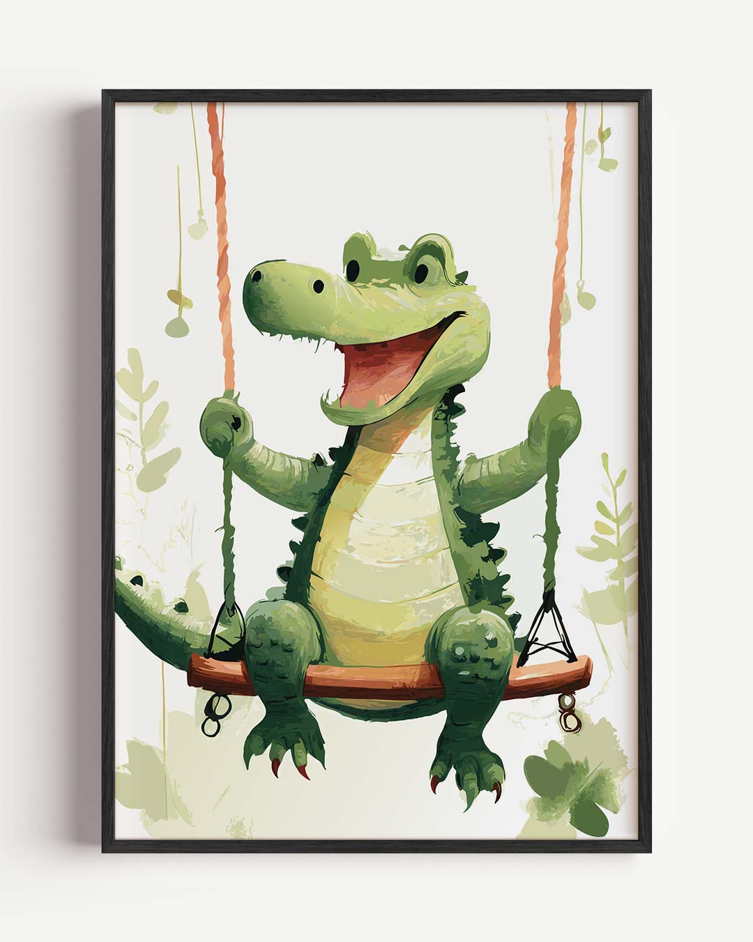 Vrolijke Krokodil op Schommel Poster