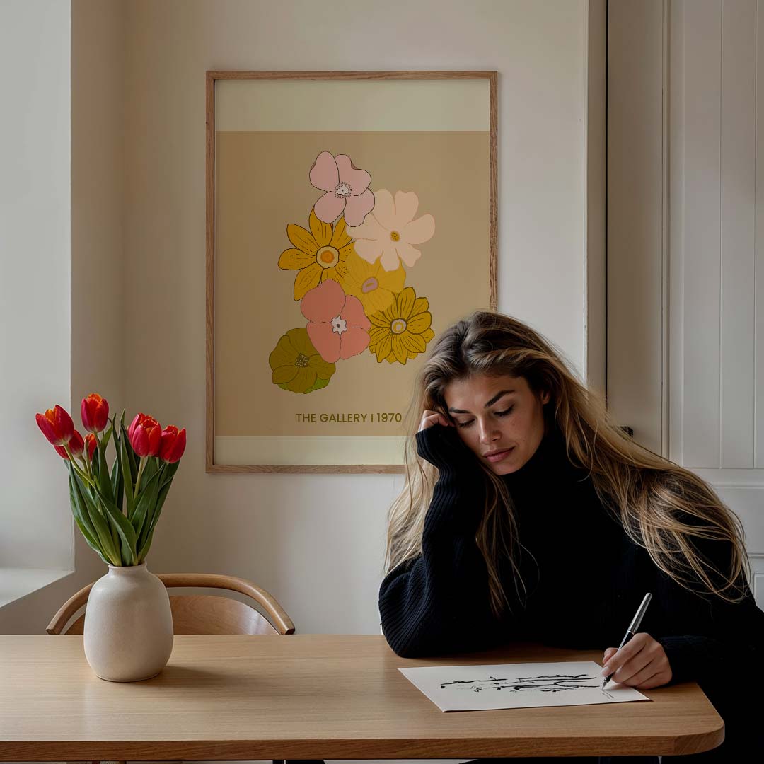 Retro Bloemenpracht Poster-WallArtistic