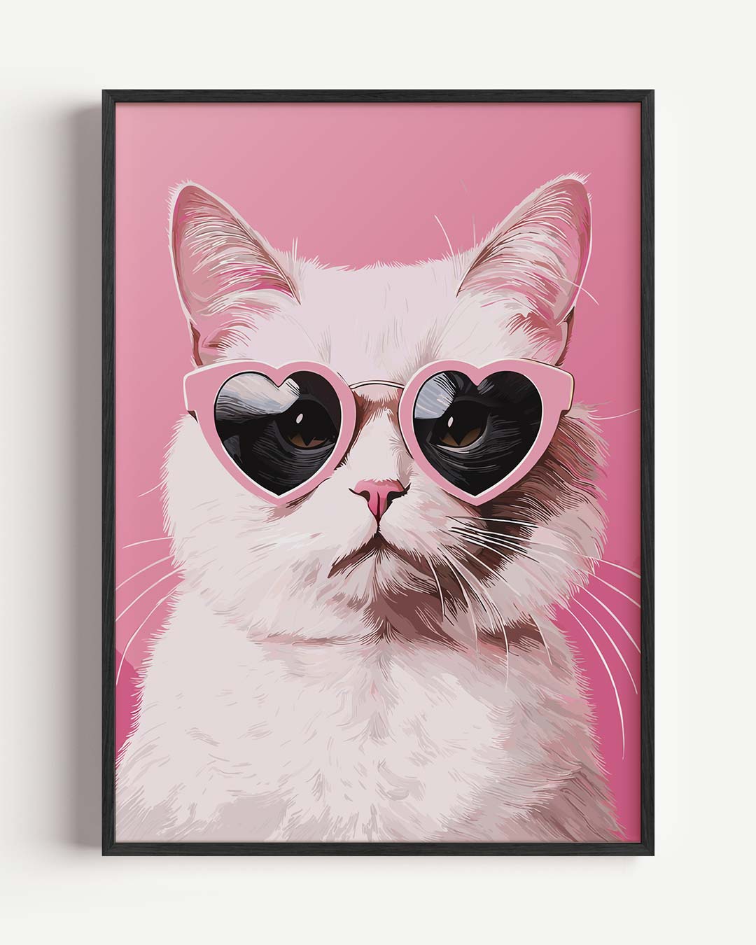 Coole Kat Met Hartjesbril Poster