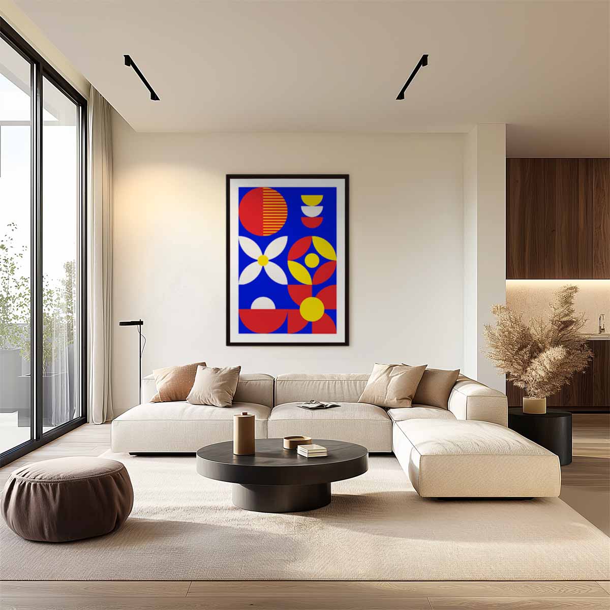 Kleurrijke Geometrische Abstractie Kunstwerk-canvas-dibond-plexiglas-wanddecoratie-WallArtistic