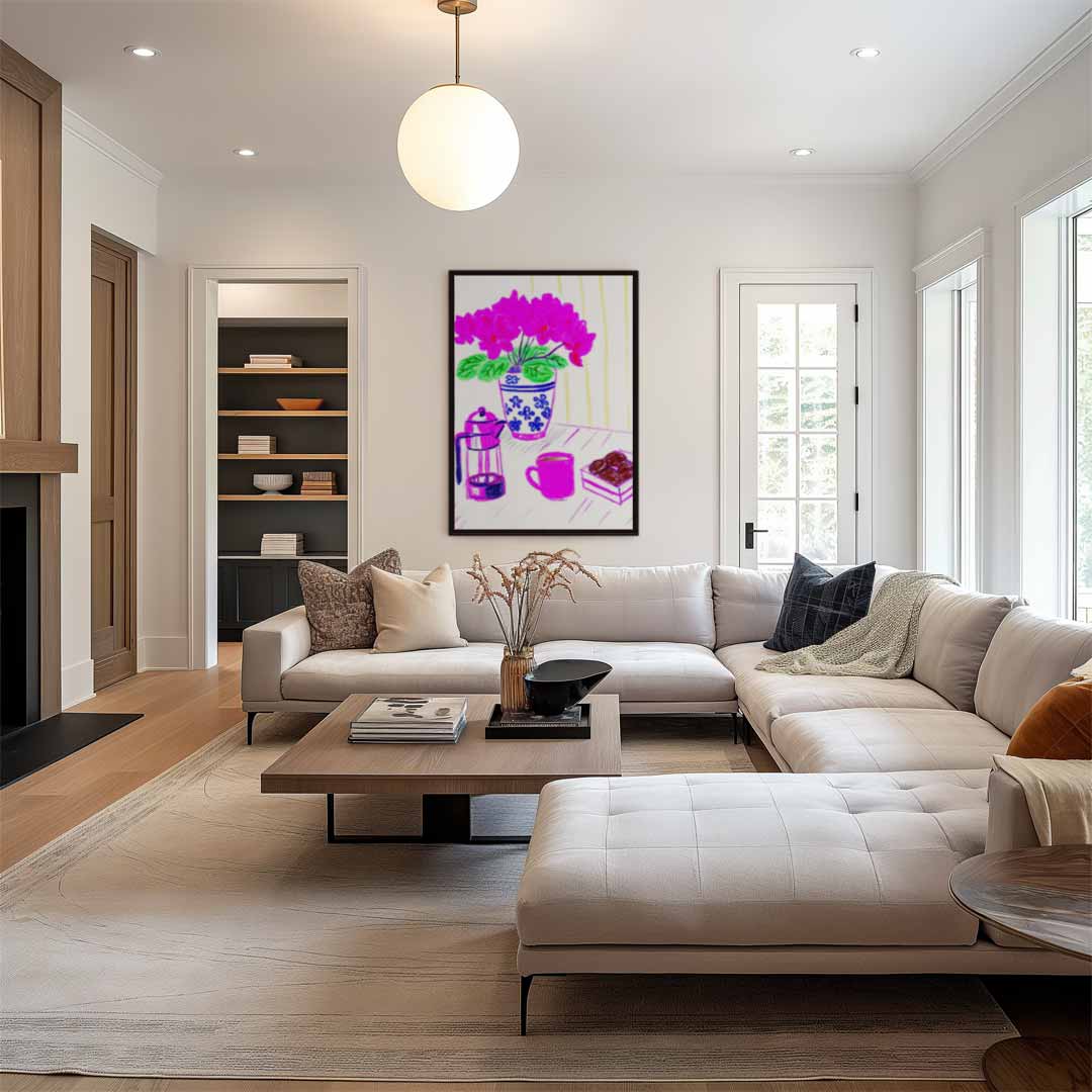 Kleurrijk Ontbijt Tafereel Kunstwerk-canvas-dibond-plexiglas-wanddecoratie-WallArtistic
