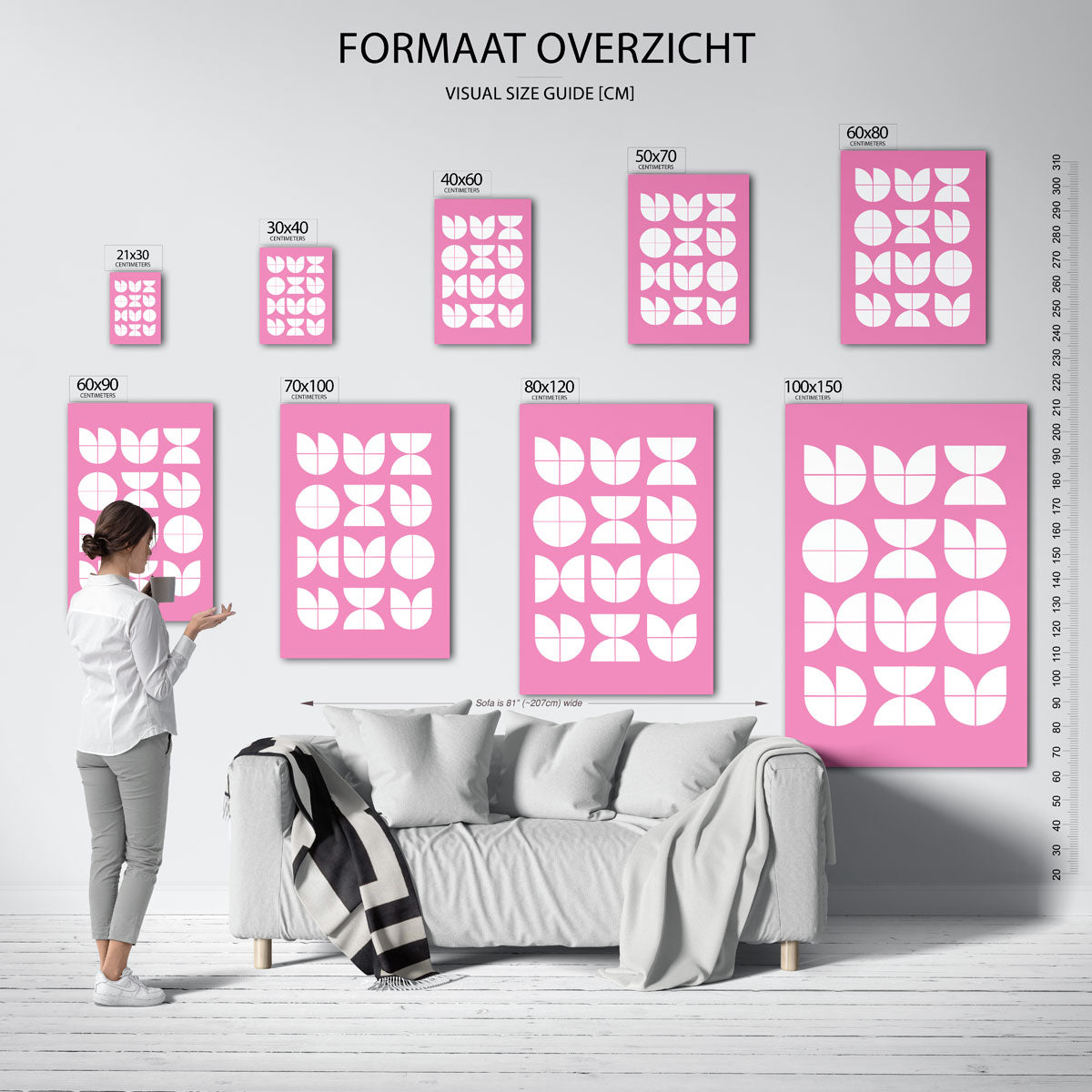 Vormenritme roze Poster