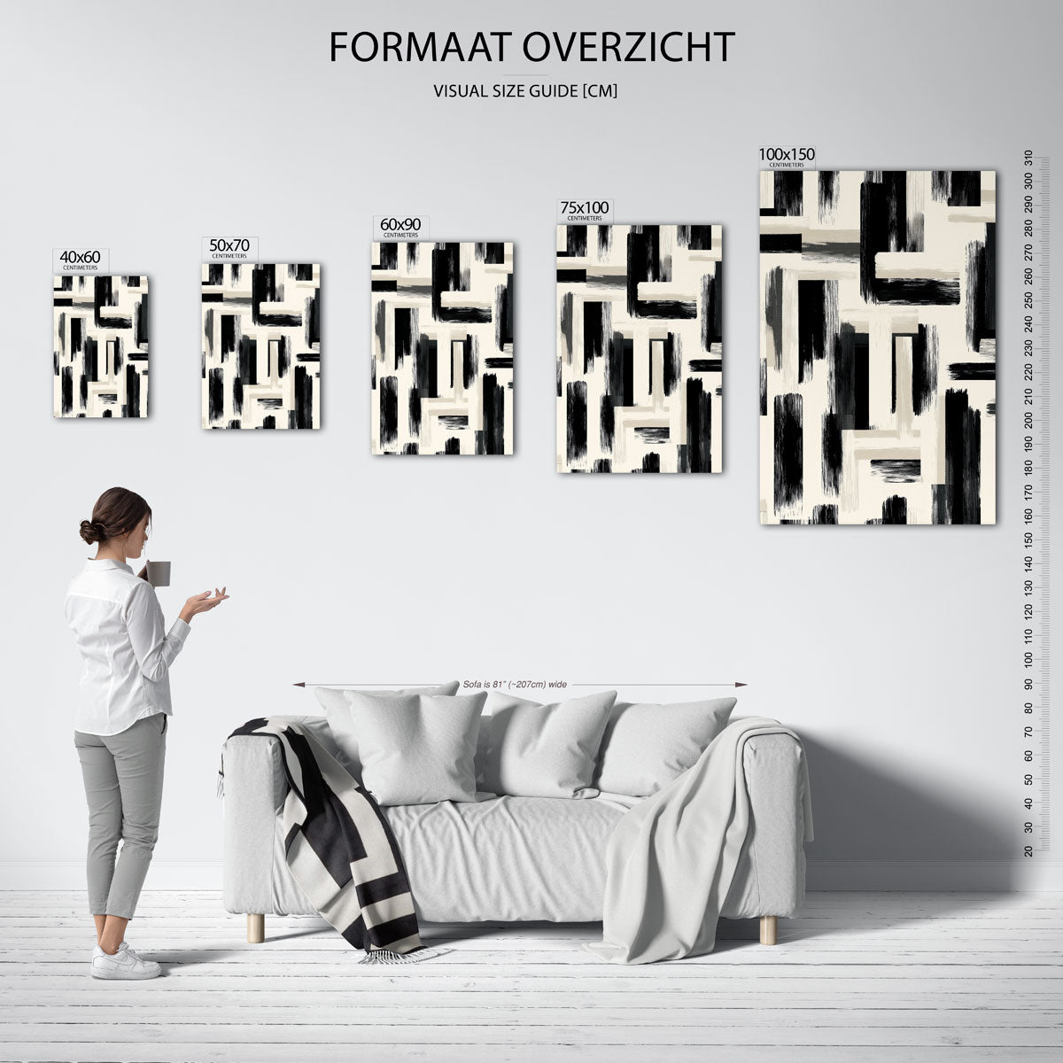 Grafische borstelvegen Kunstwerk