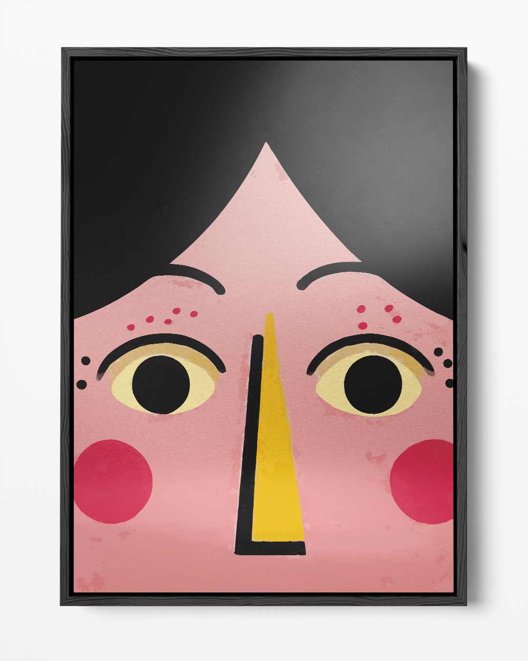 Vrolijk Gezicht Portret Kunstwerk-canvas-dibond-plexiglas-wanddecoratie-WallArtistic