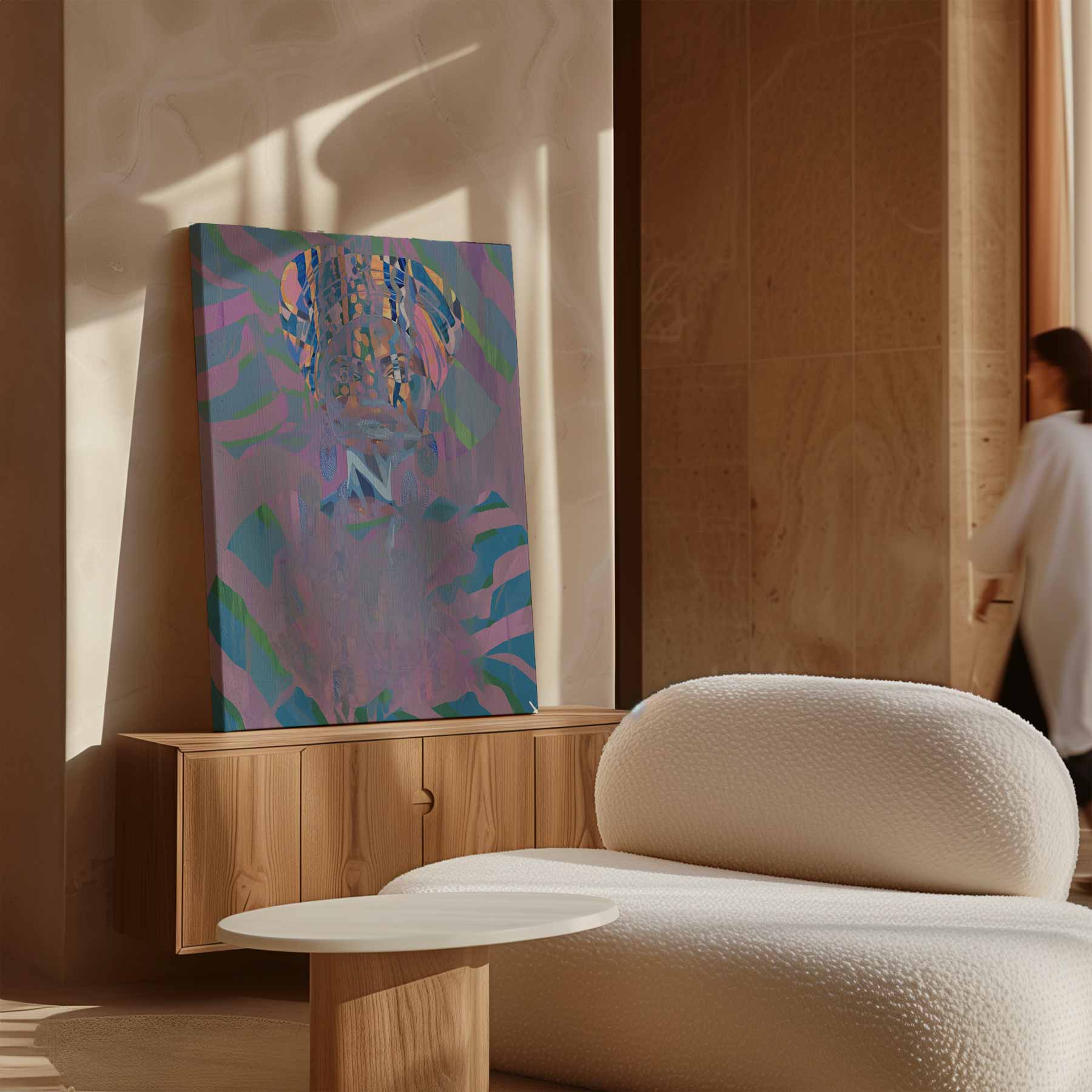 Kleurrijke Harmonie: Mystieke Portret Kunstwerk-canvas-dibond-plexiglas-wanddecoratie-WallArtistic