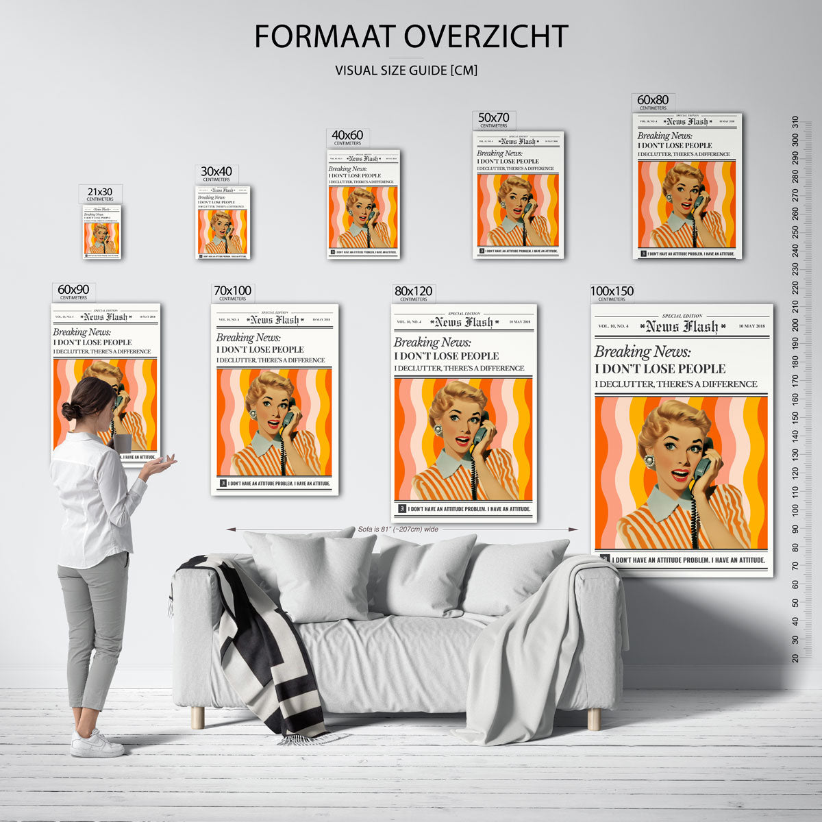 Vrouw met telefoon Poster