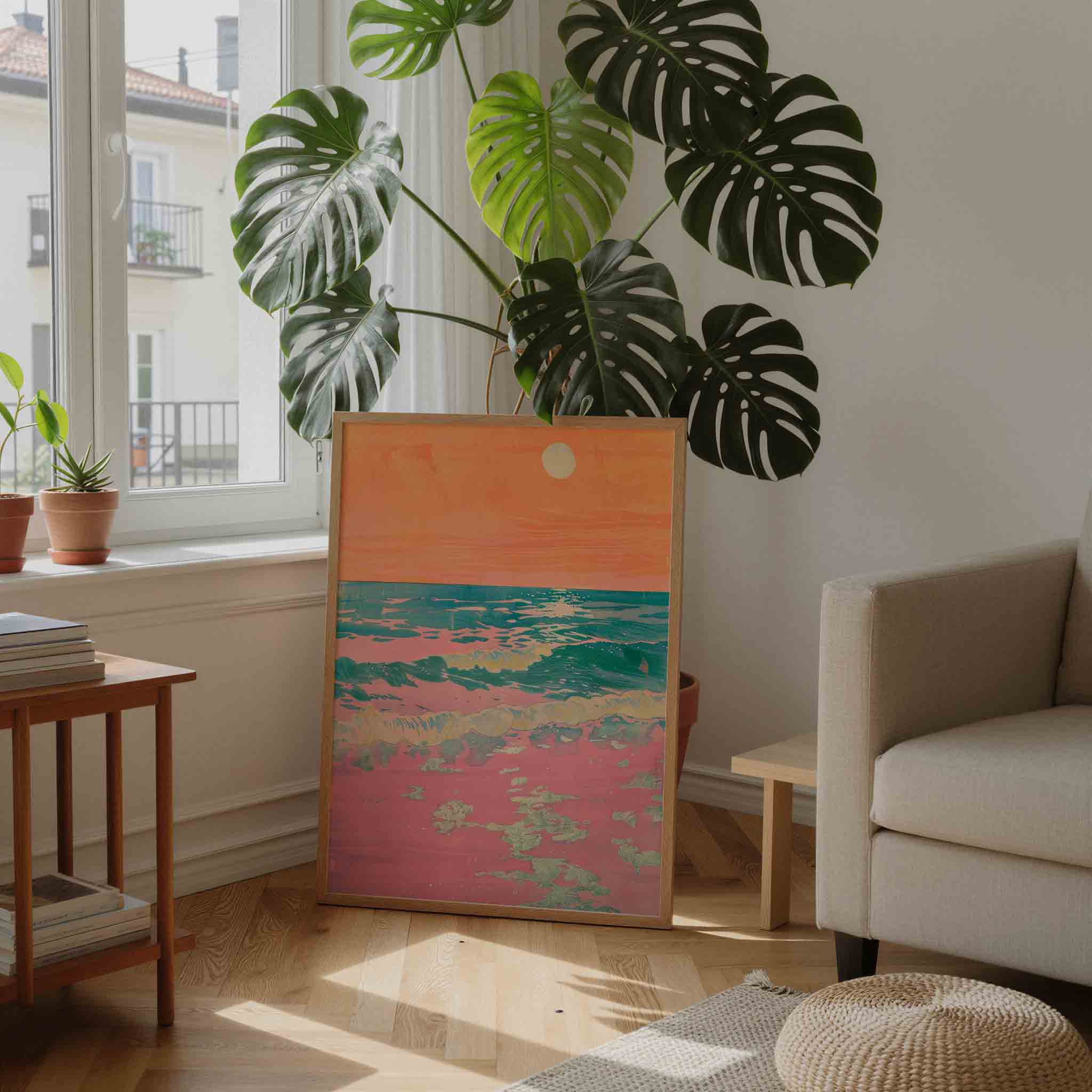 Zonsondergang boven oceaan Poster