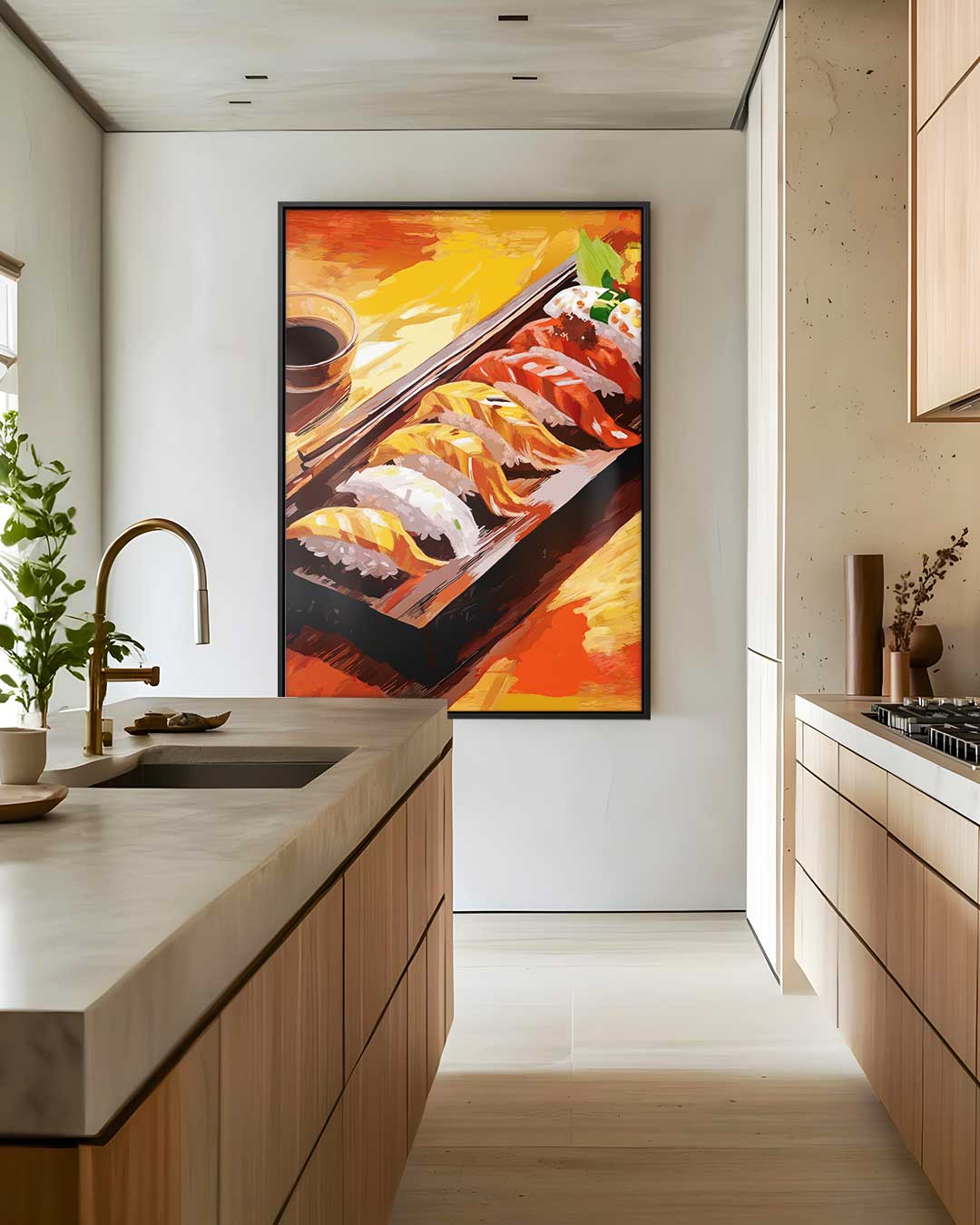 Kleurrijke Sushi Fantasie Kunstwerk-canvas-dibond-plexiglas-wanddecoratie-WallArtistic