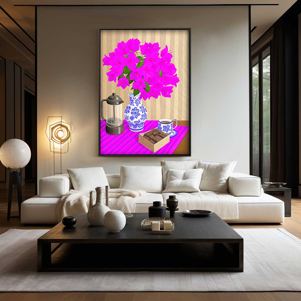 Felroze Bloemenpracht Kunstwerk-canvas-dibond-plexiglas-wanddecoratie-WallArtistic