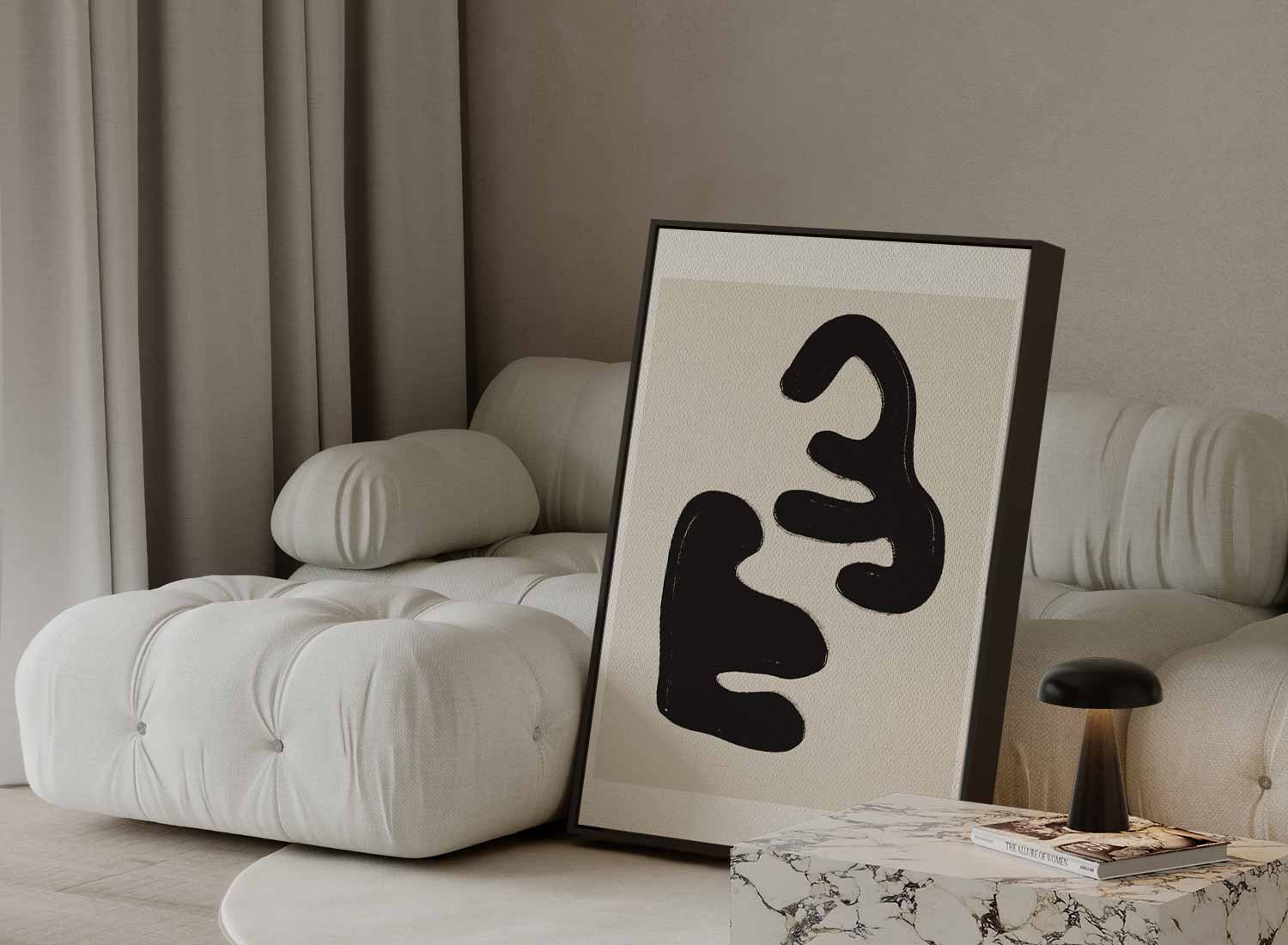 Organische Vormen in Zwart Kunstwerk-canvas-dibond-plexiglas-wanddecoratie-WallArtistic