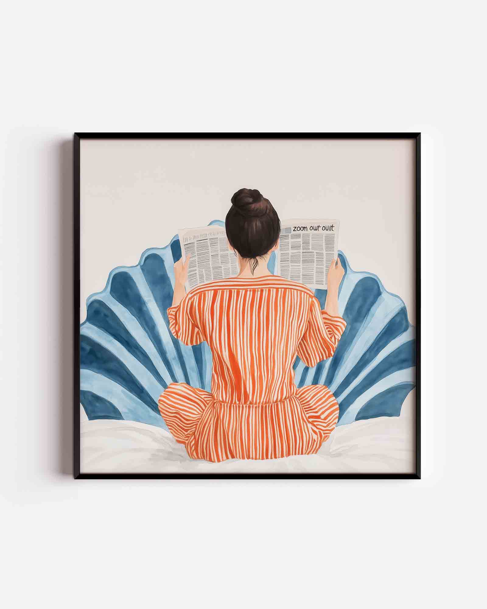 Vrouw leest krant Poster