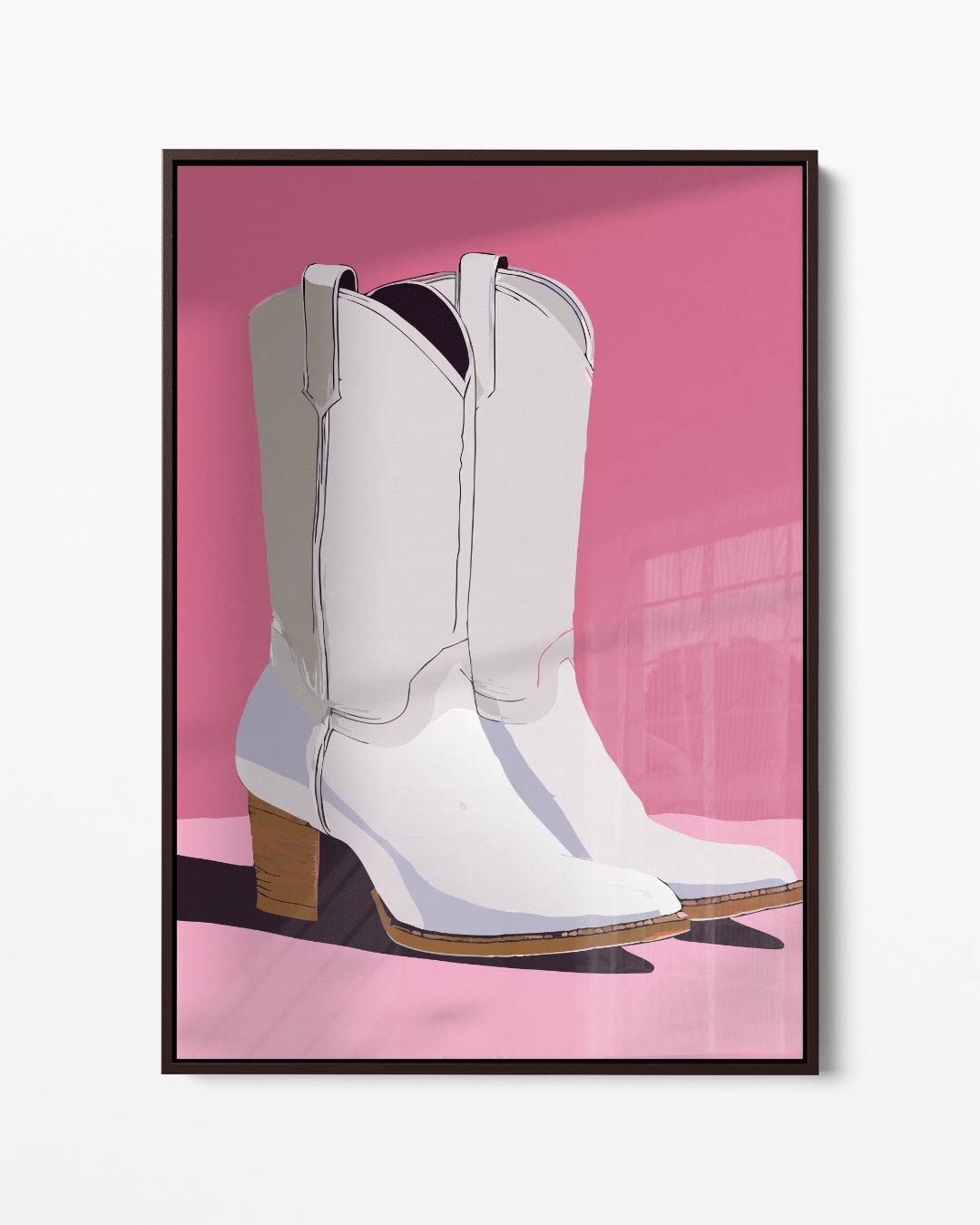 Cowboylaarzen op Roze Kunstwerk-canvas-dibond-plexiglas-wanddecoratie-WallArtistic