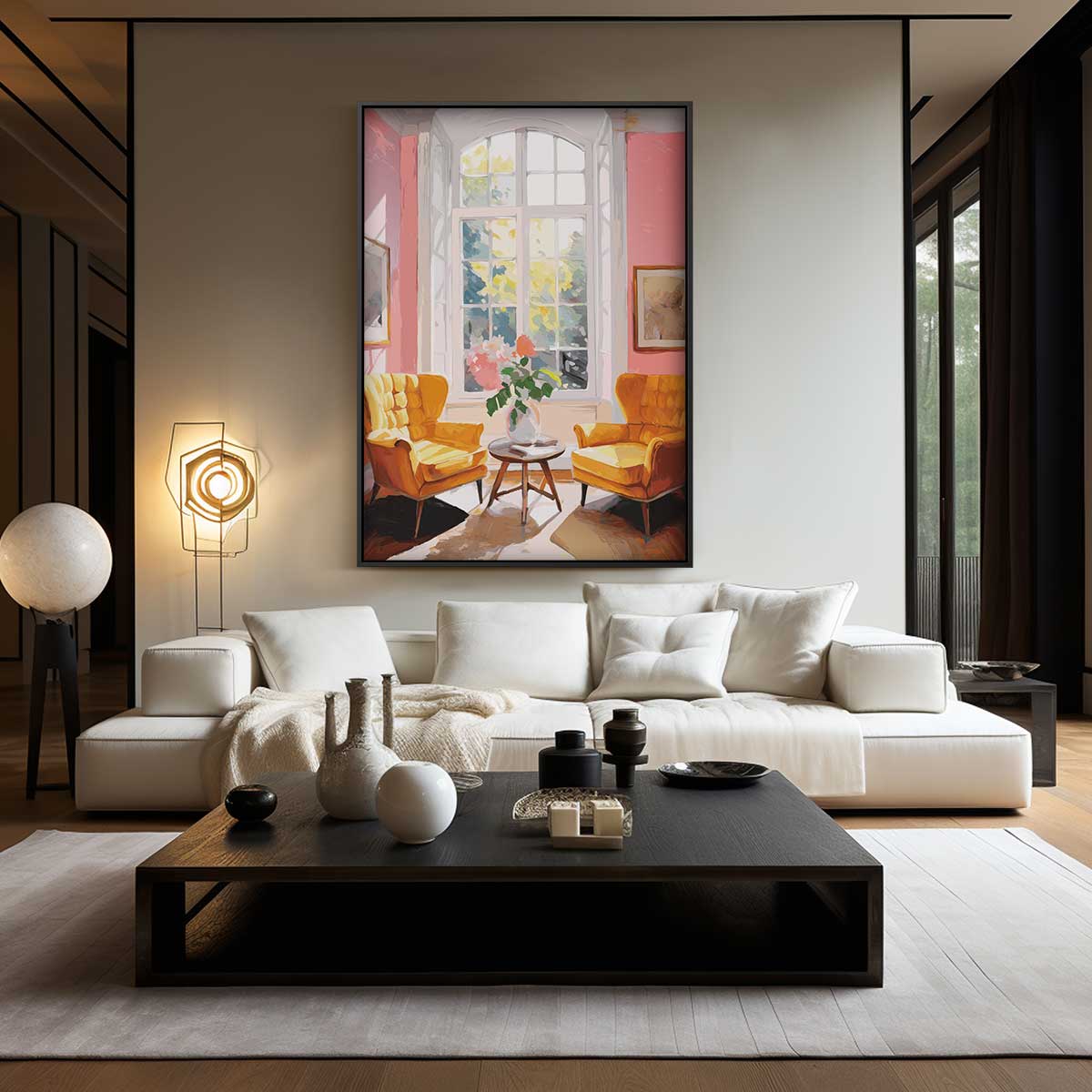 Zonnige Ochtend in de Salon Kunstwerk-canvas-dibond-plexiglas-wanddecoratie-WallArtistic