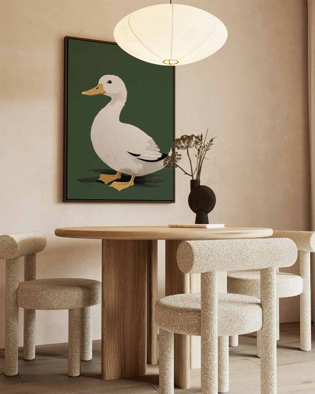 Liefdesvolle Eend in het Groen Kunstwerk-canvas-dibond-plexiglas-wanddecoratie-WallArtistic