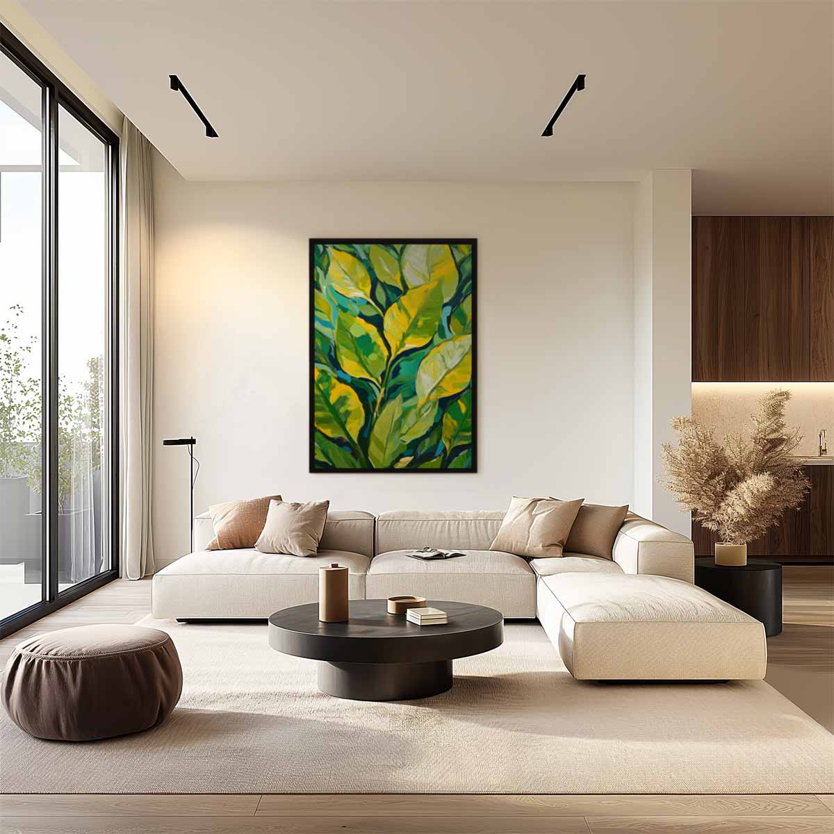 Groene Bladeren Sfeer Kunstwerk-canvas-dibond-plexiglas-wanddecoratie-WallArtistic
