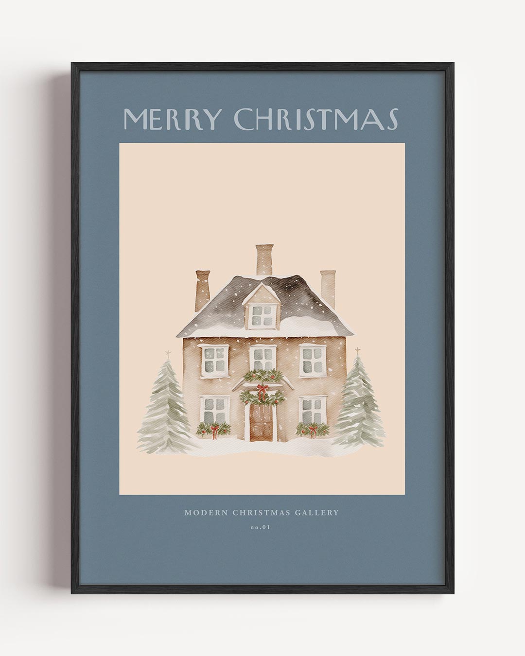 Knusse Kerstposter met Sneeuwhuisje Poster-WallArtistic