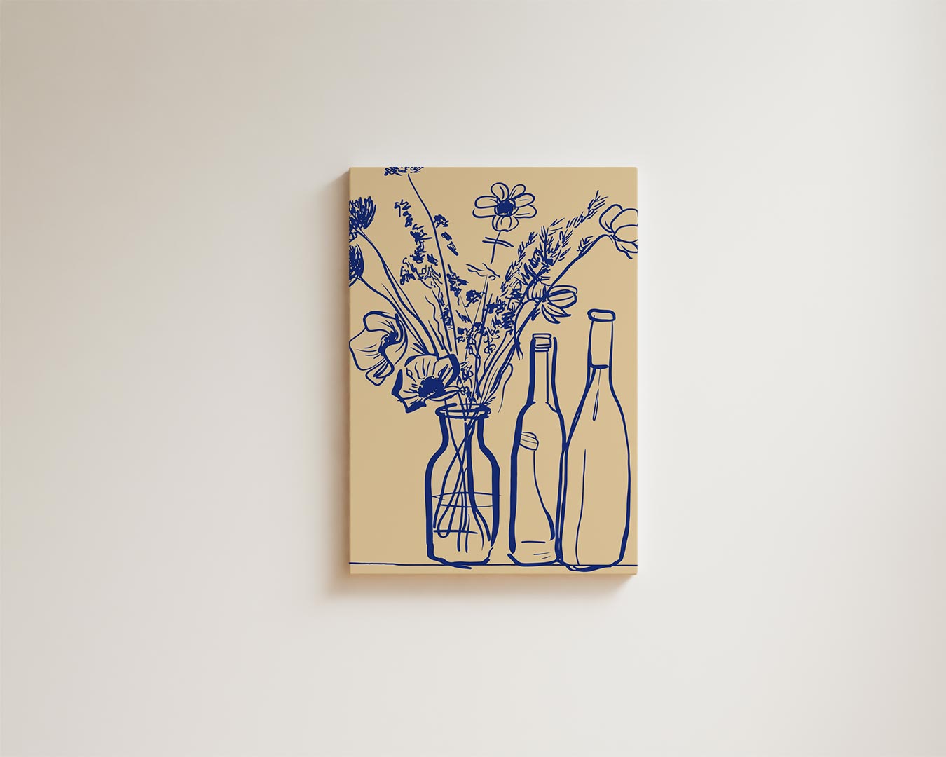 Blauwe Bloemen in Flessen Schilderij Kunstwerk-canvas-dibond-plexiglas-wanddecoratie-WallArtistic