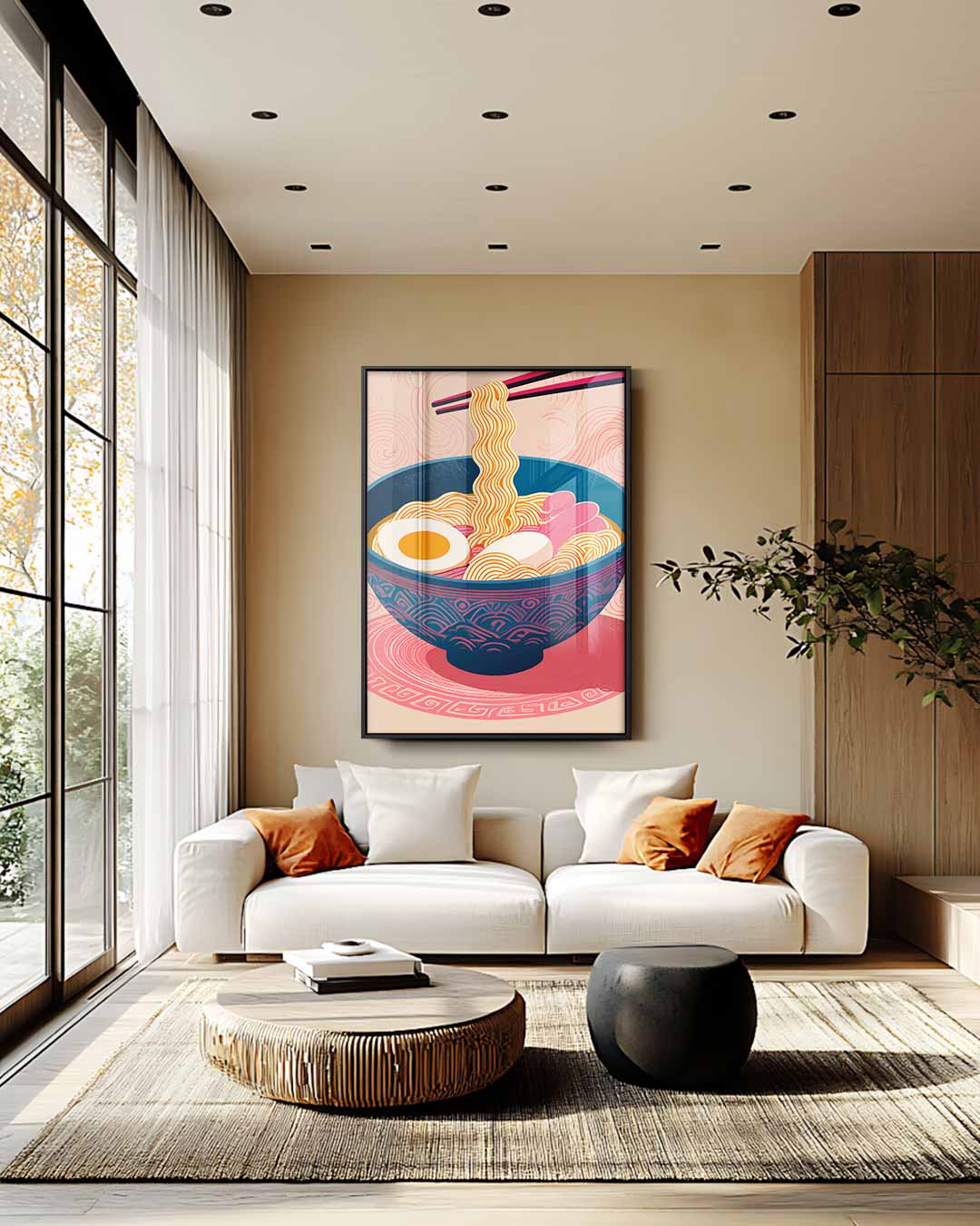 Vibrant Ramen Illustratie Kunstwerk-canvas-dibond-plexiglas-wanddecoratie-WallArtistic