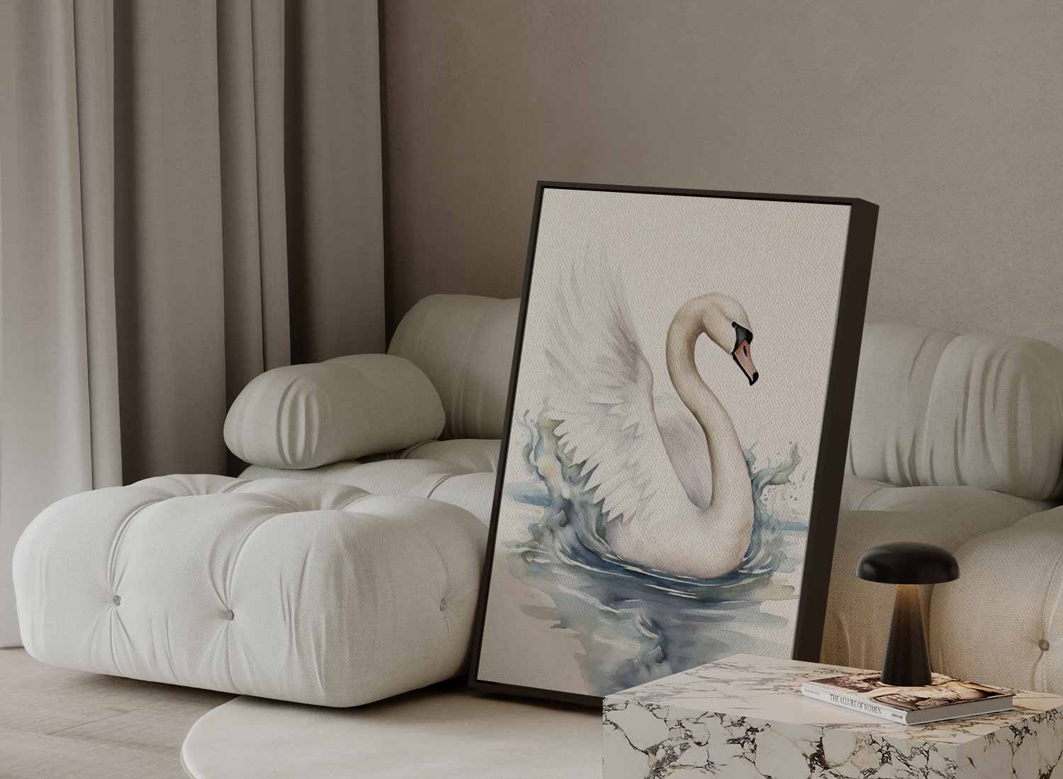 Elegante Zwaan in Beweging Kunstwerk-canvas-dibond-plexiglas-wanddecoratie-WallArtistic