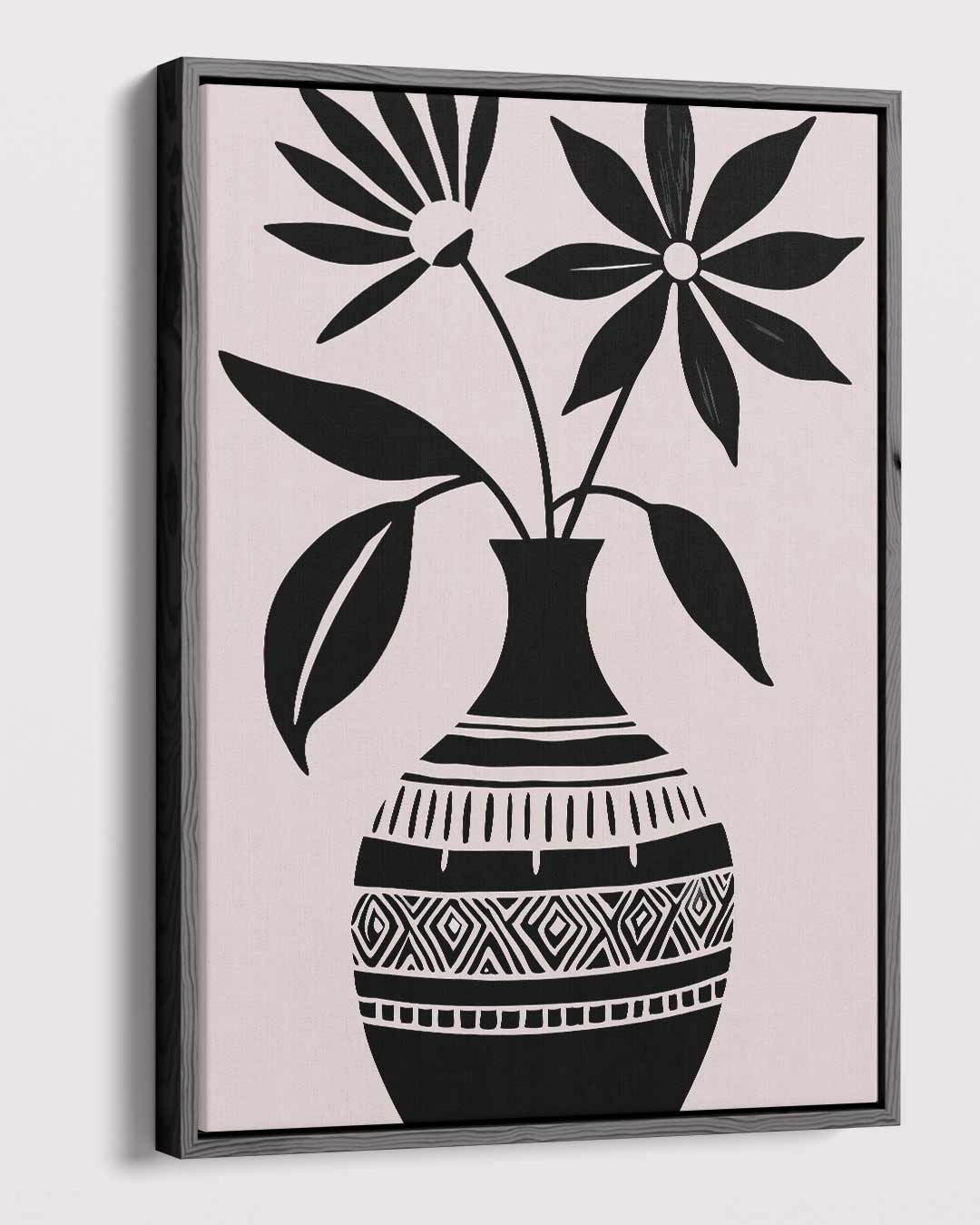 Bloemen in Zwart-Witte Vaas Kunstwerk-canvas-dibond-plexiglas-wanddecoratie-WallArtistic